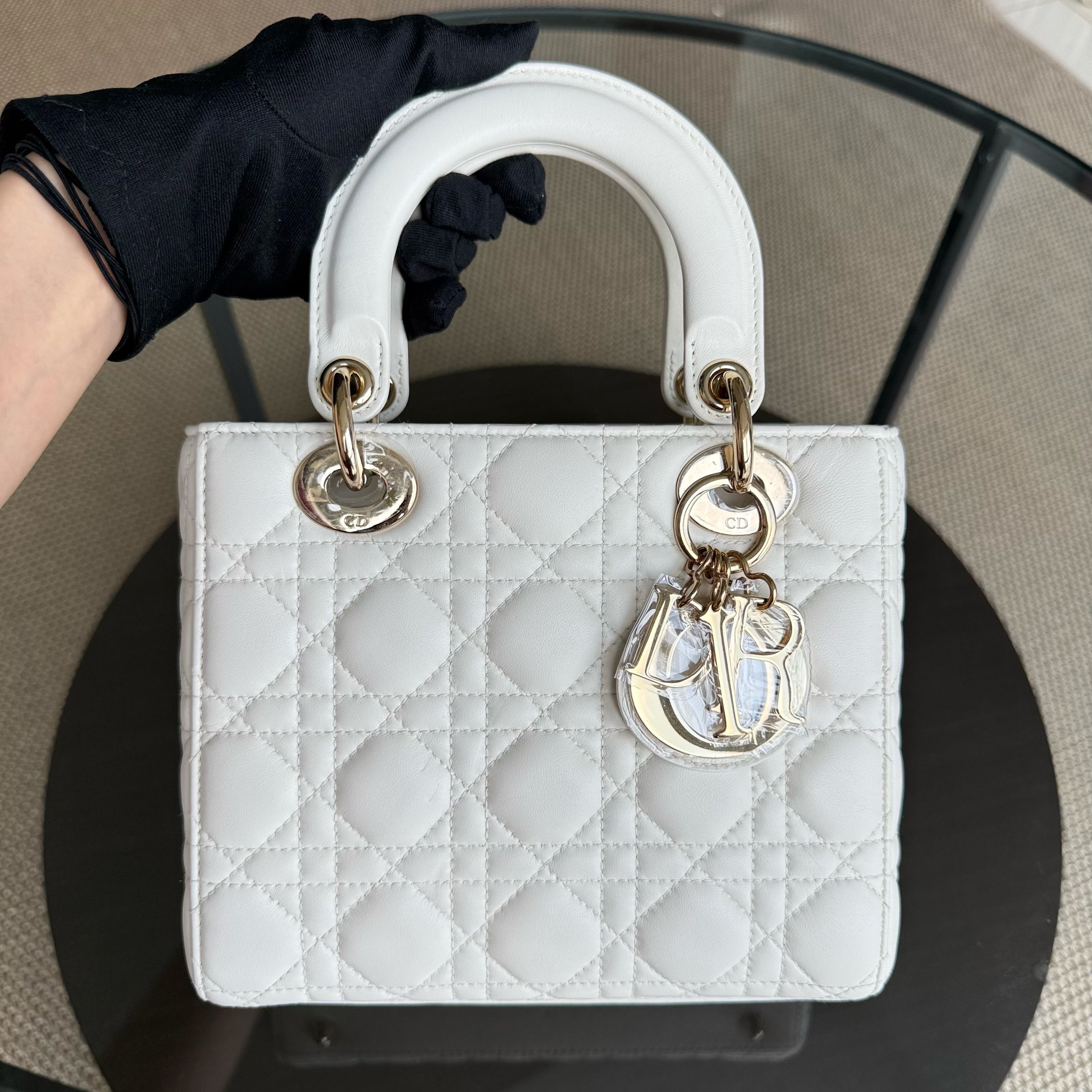 Dior Lady Small MyABC - Cannage Lambskin White Gold Hardware ABC