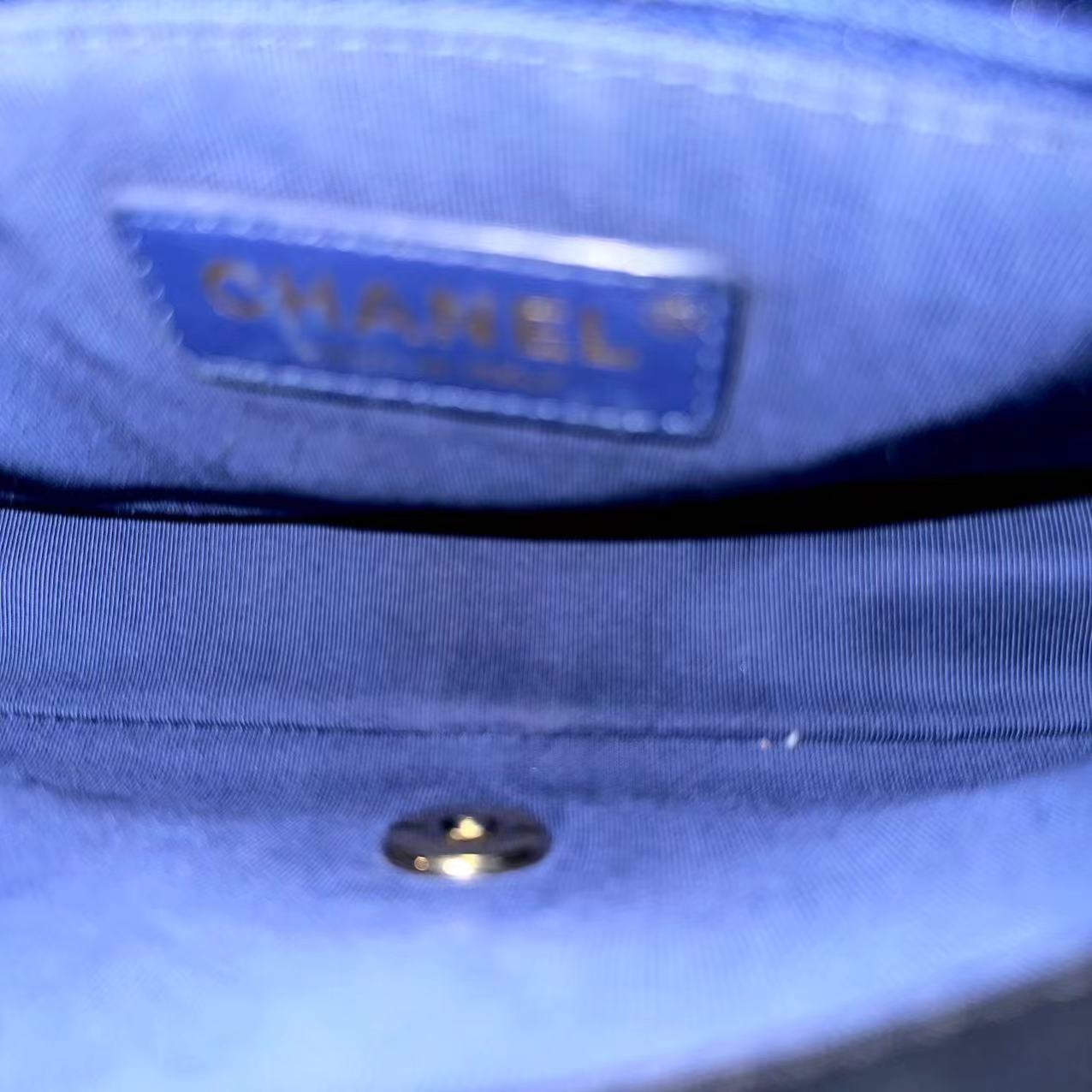 Chanel Seasonal Flap - Mademoiselle Small 20CM Calfskin Two-Tone Black Blue Golden Hardware Series 23