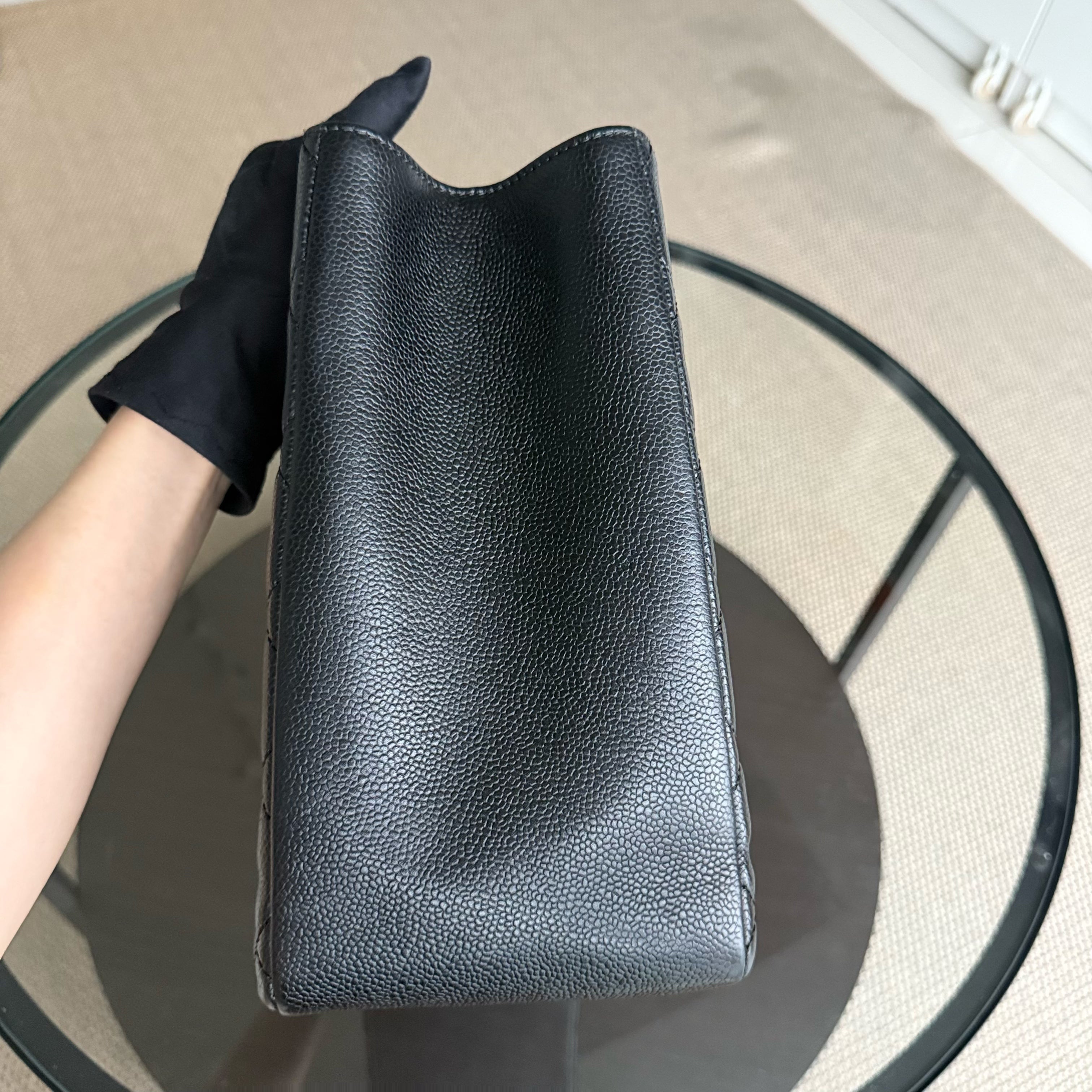 Chanel GST Grand Shopping Tote - Caviar Quilted Grained Calfskin Black Silver Hardware Series 19