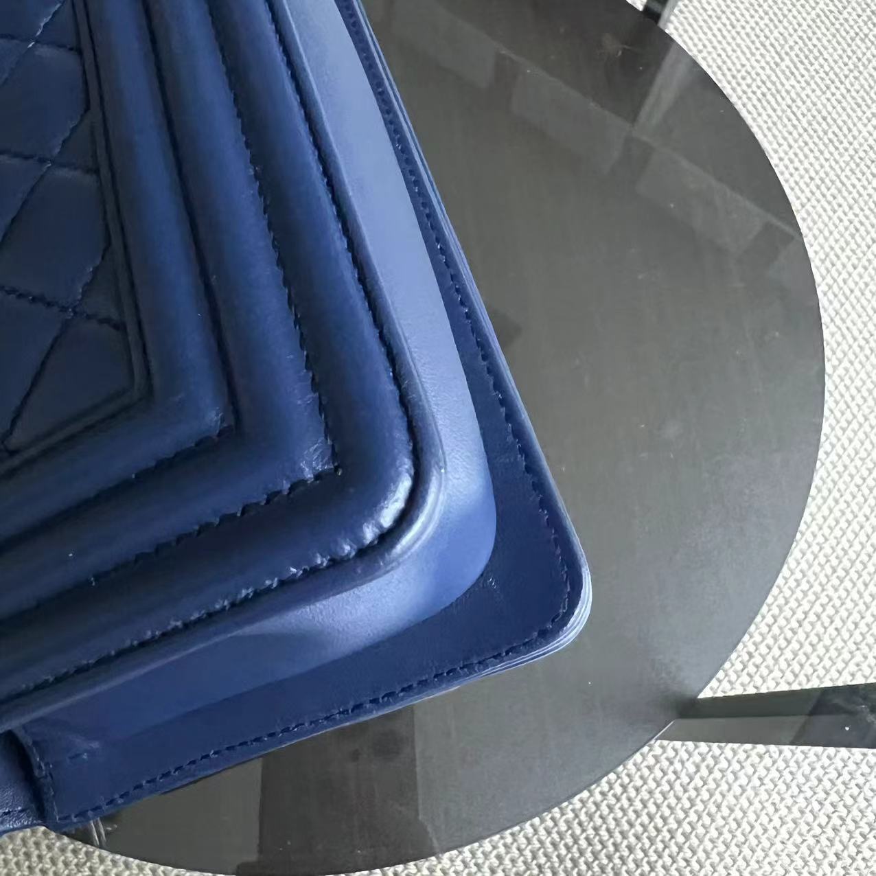 Chanel Boy Small - Quilted Lambskin Dark Blue Ruthenium Silver Hardware Series 21