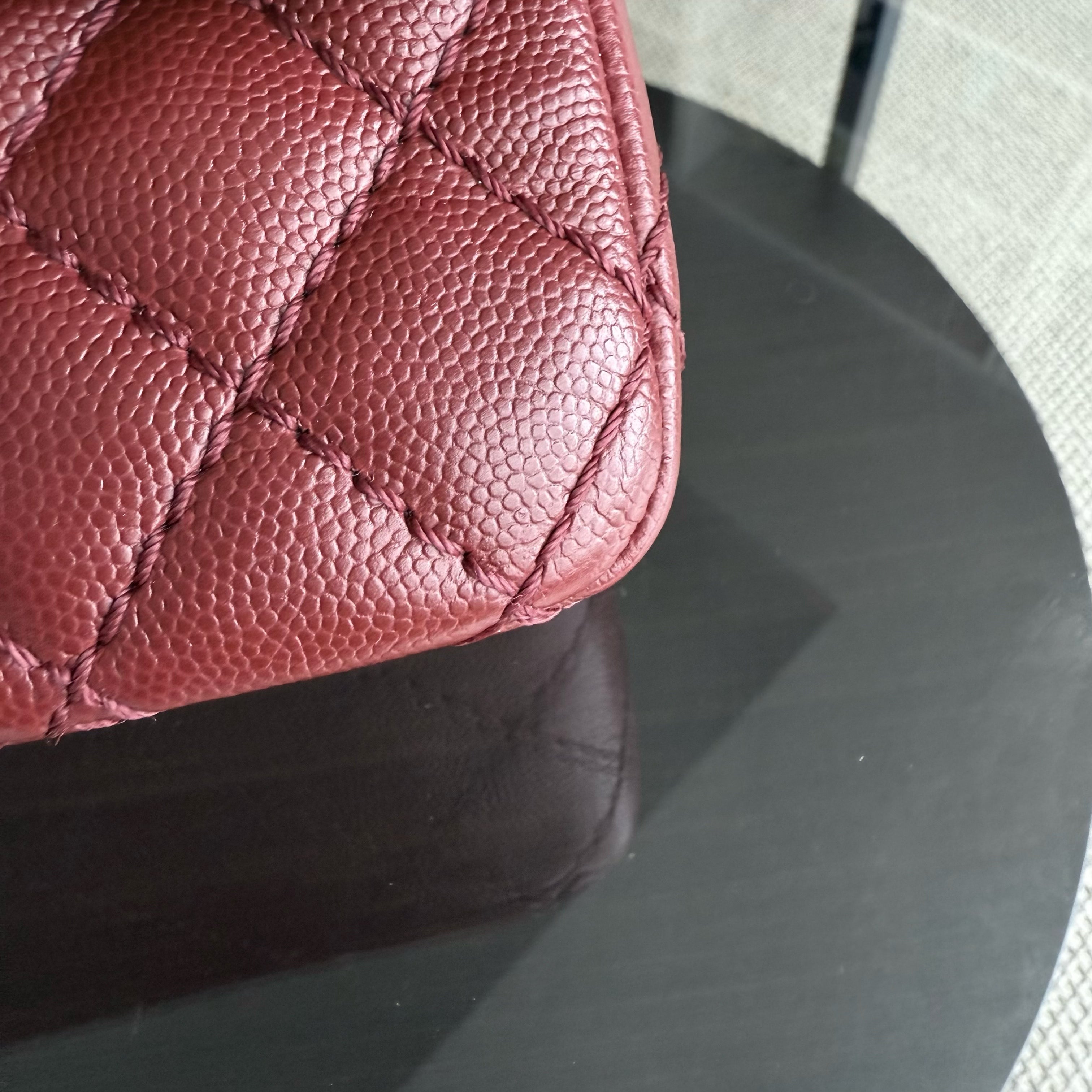 Chanel Classic Flap Medium - Caviar 25CM Quilted Burgundy Dark Red Ruthenium Silver Hardware Series 23