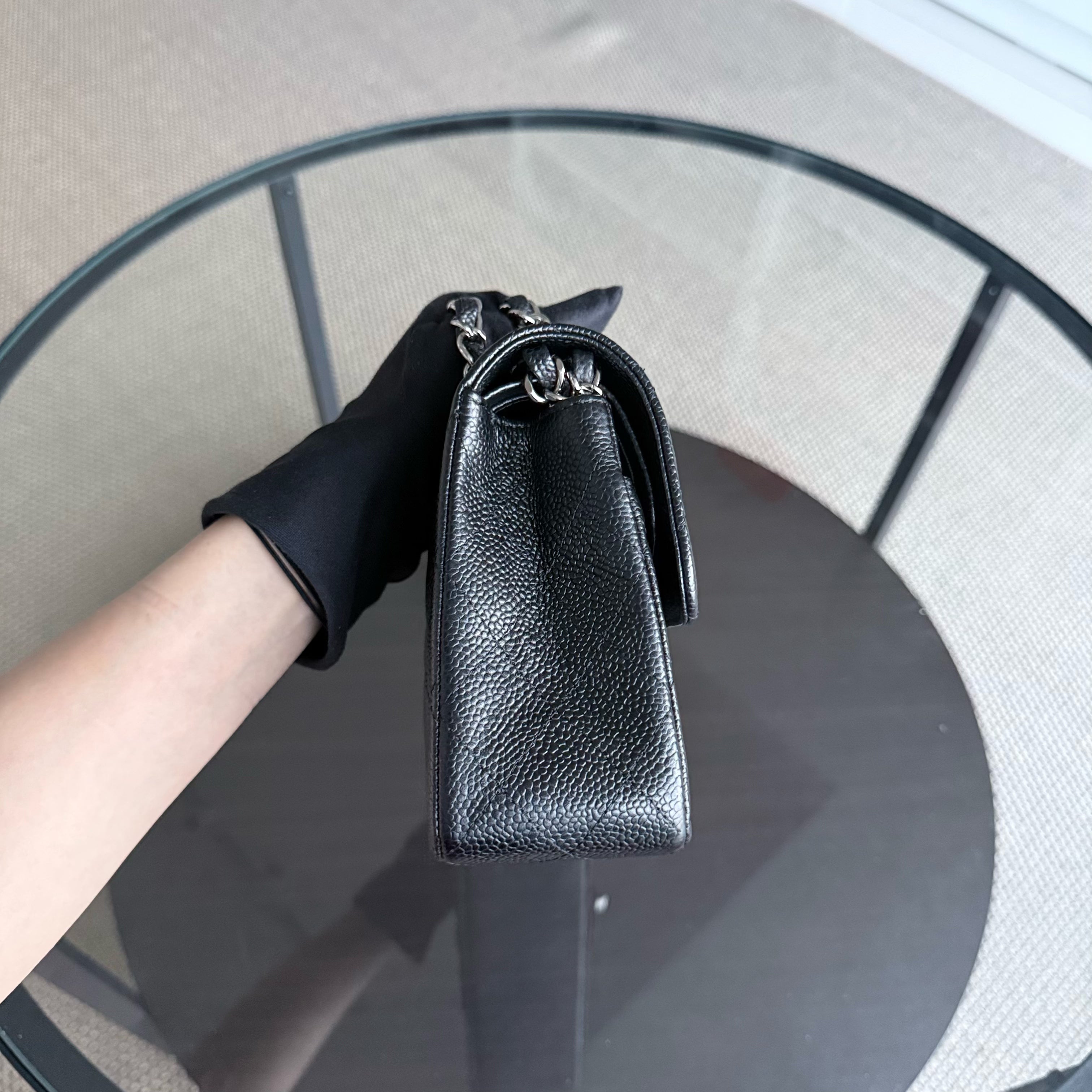 Chanel Classic Flap Small - Caviar 23CM Quilted Grained Calfskin Black Silver Hardware Series 13