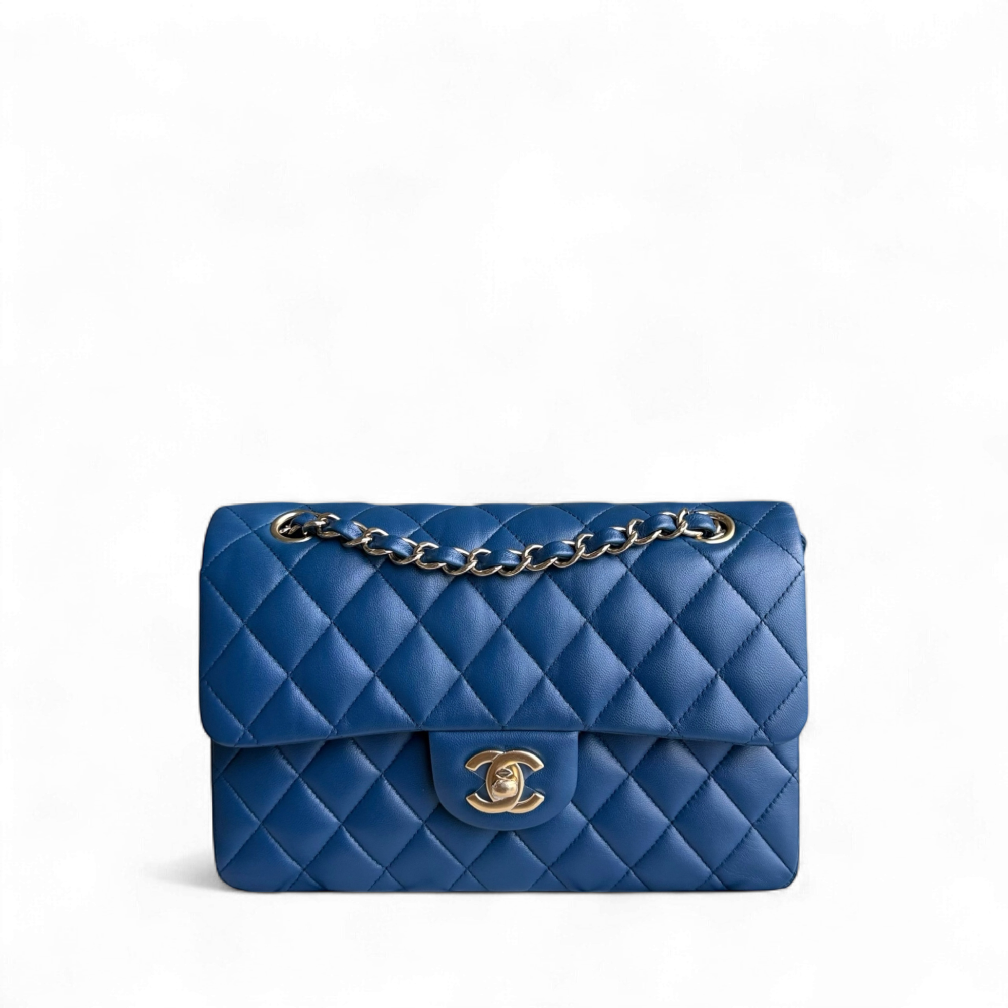 Chanel Classic Flap Small - 23CM Quilted Lambskin Blue Gold Hardware Series 25
