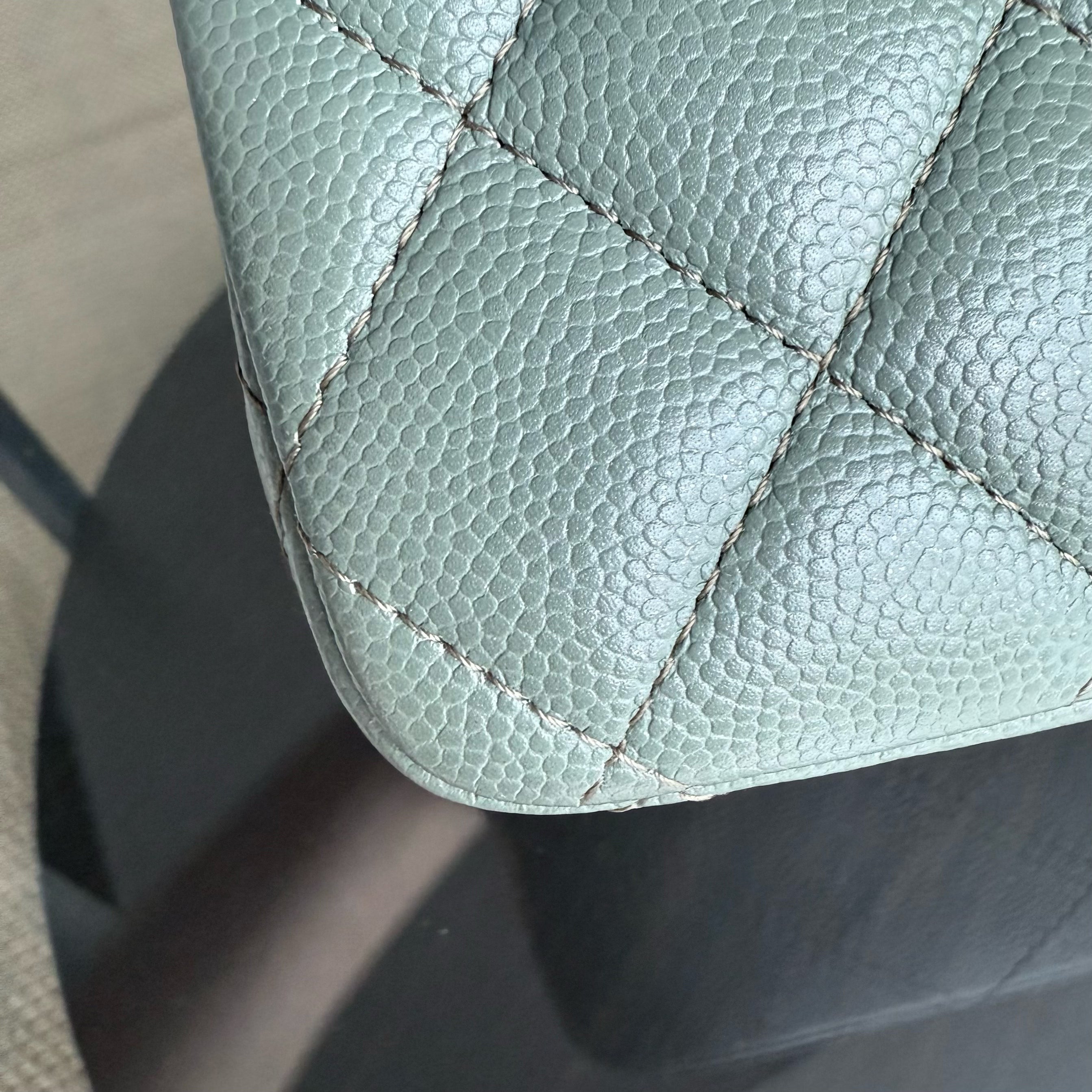 Chanel Classic Flap Medium - Caviar 25CM Quilted Light Green Gold Hardware Series 25