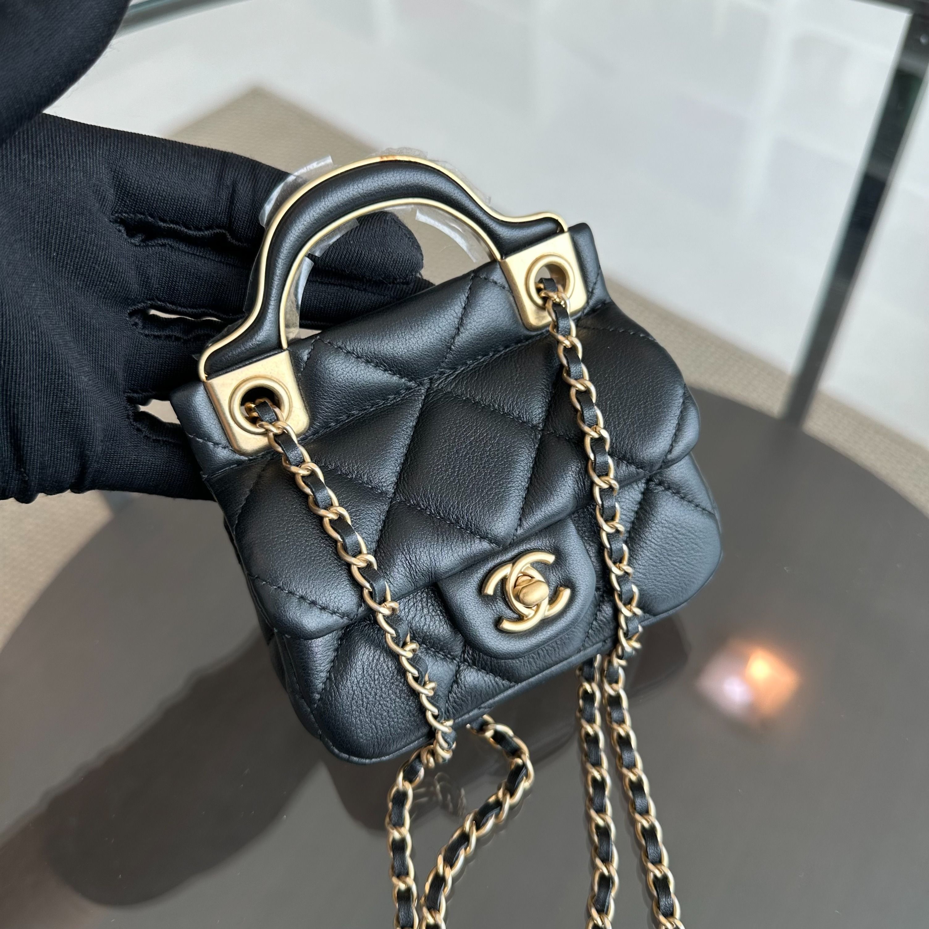 *Brand New* Chanel Flap Lambskin Cardholder with Chain 21A Black GHW No 31 - Luxury Evermore