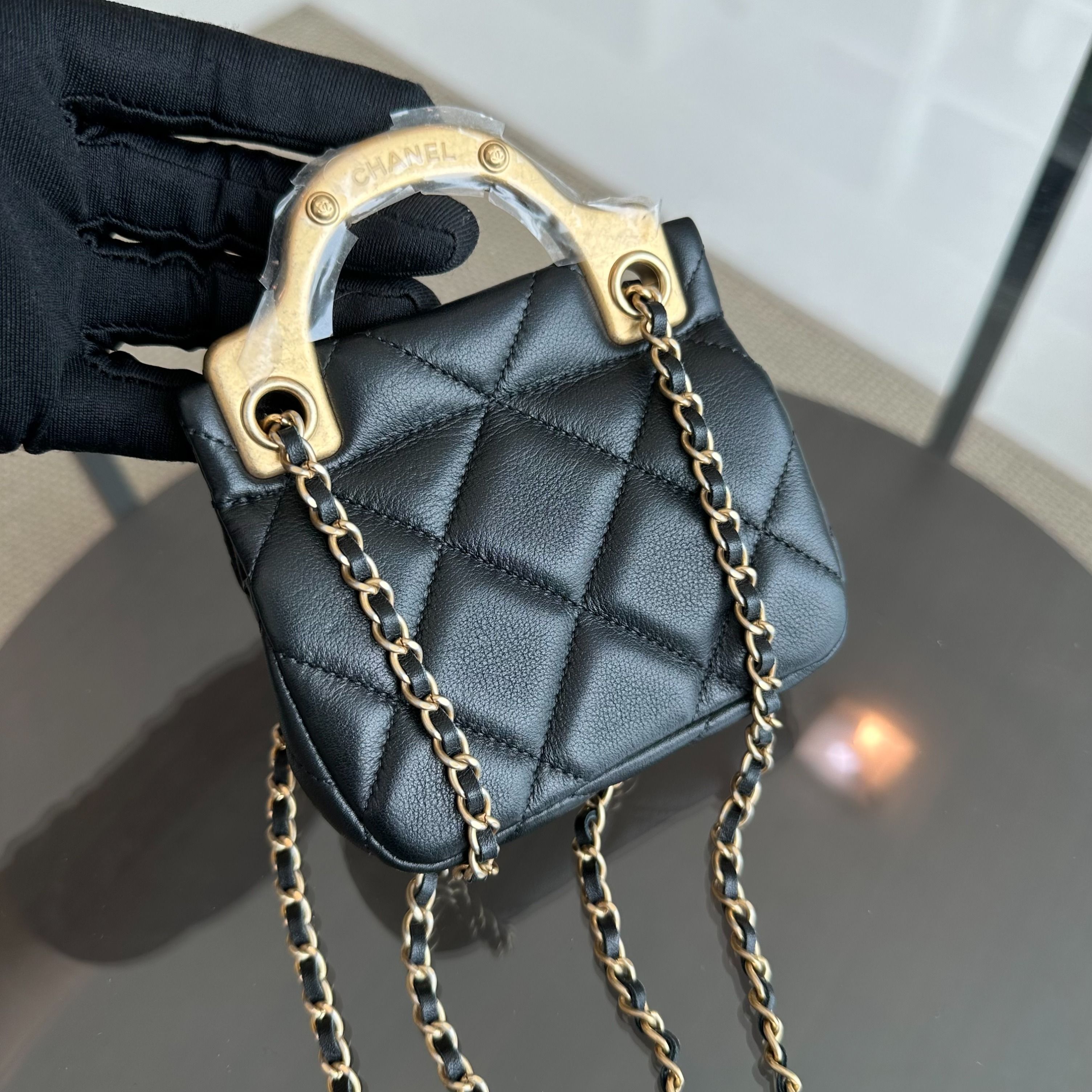 *Brand New* Chanel Flap Lambskin Cardholder with Chain 21A Black GHW No 31 - Luxury Evermore