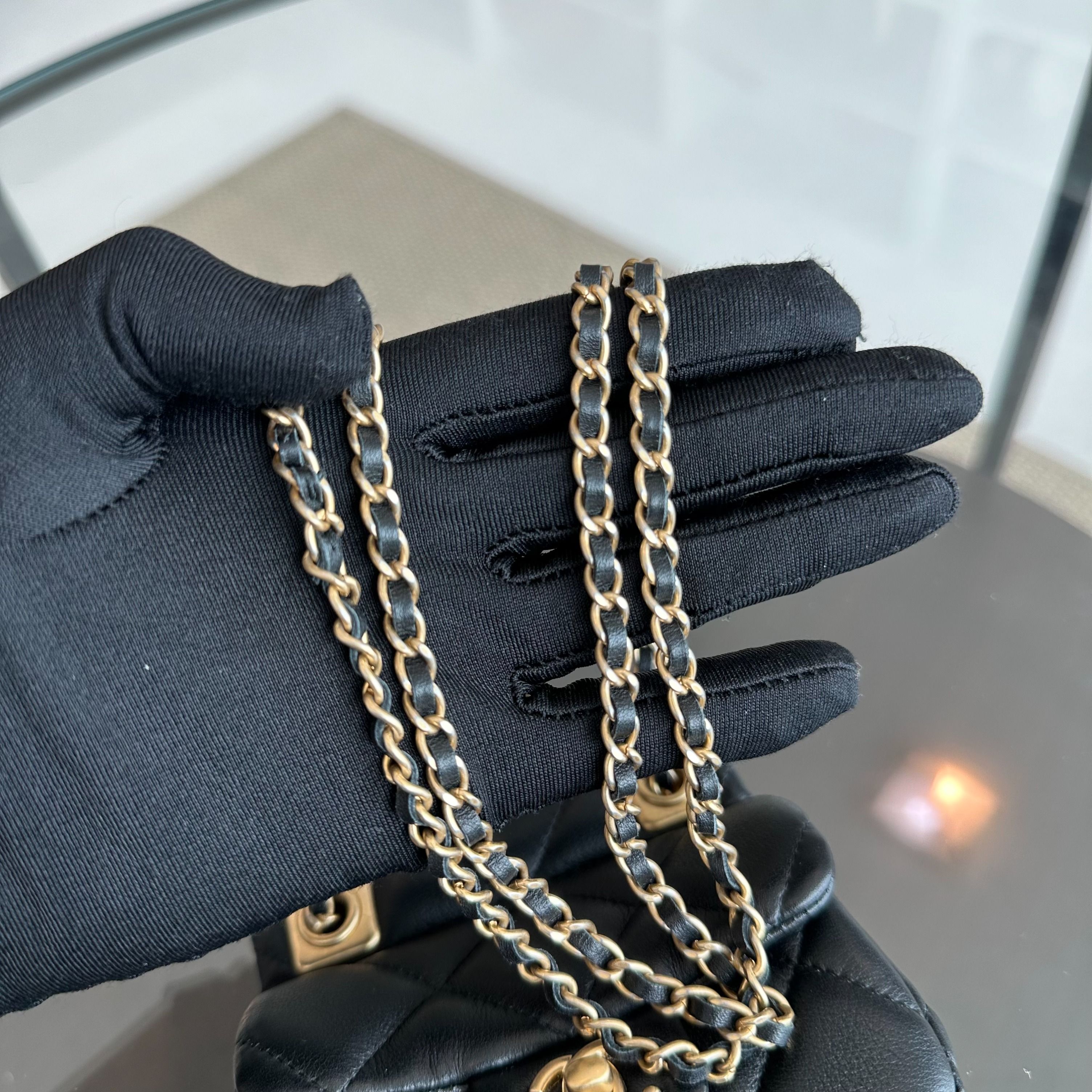 *Brand New* Chanel Flap Lambskin Cardholder with Chain 21A Black GHW No 31 - Luxury Evermore