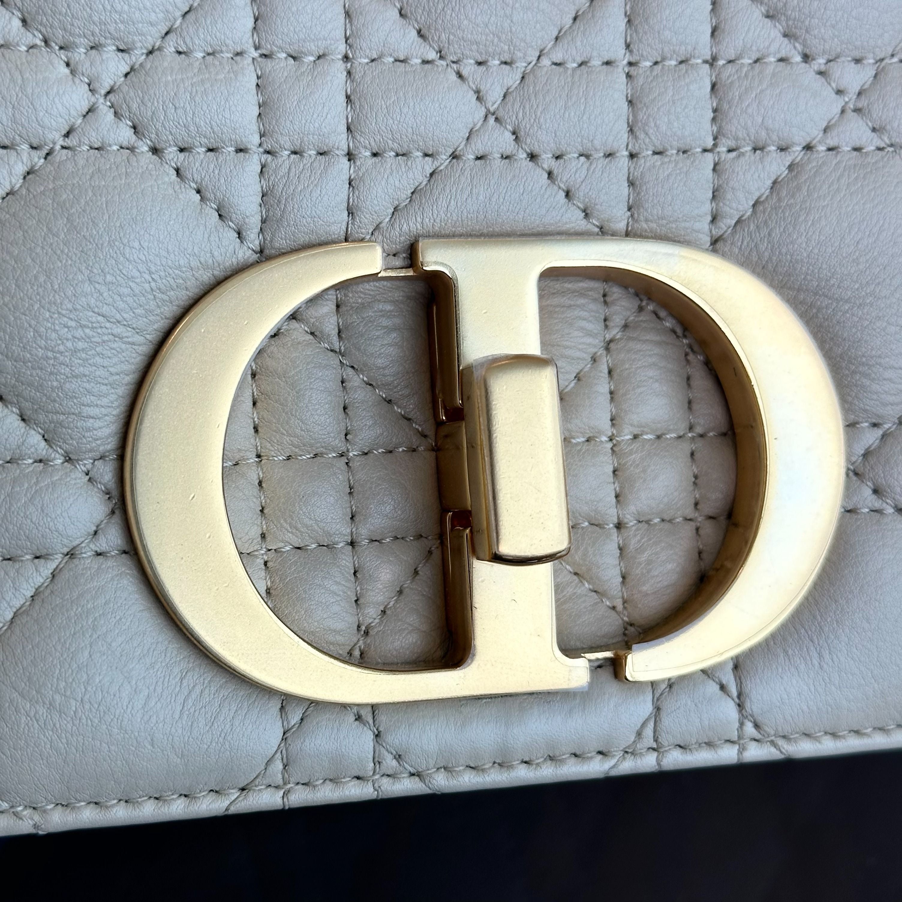 *Brand New* Dior Caro Small Cannage Flap Beige Cross Body Bag GHW - Luxury Evermore