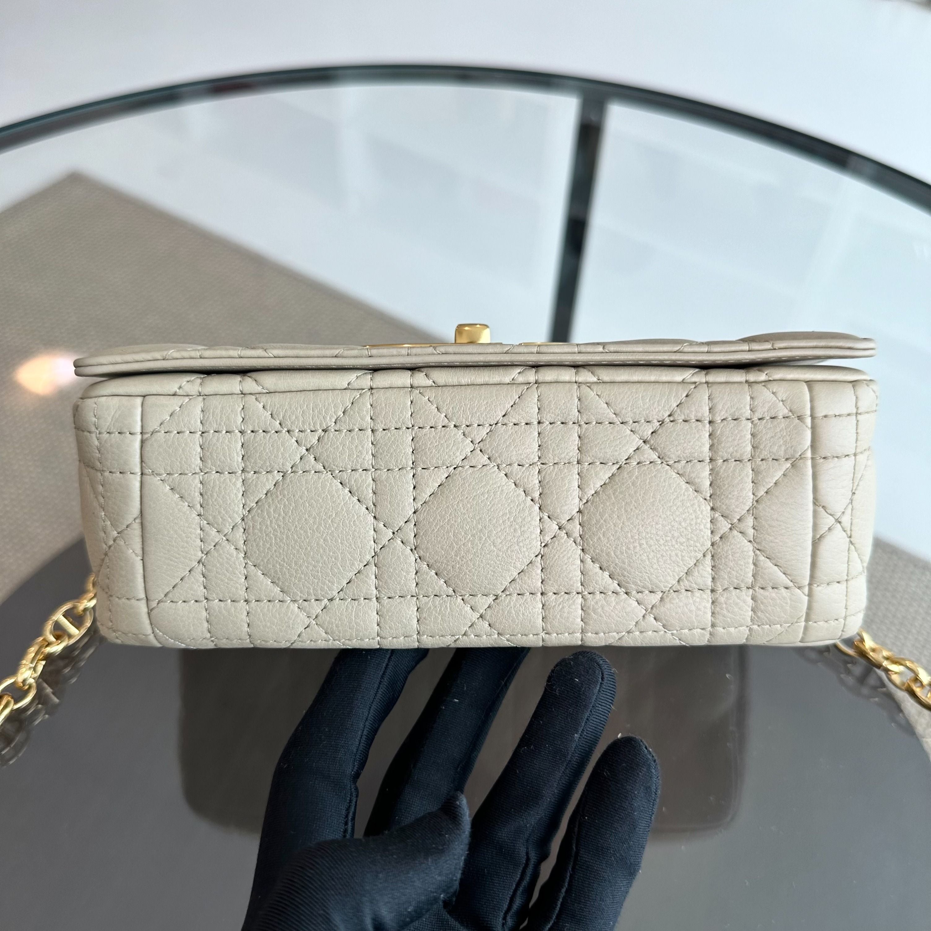 *Brand New* Dior Caro Small Cannage Flap Beige Cross Body Bag GHW - Luxury Evermore