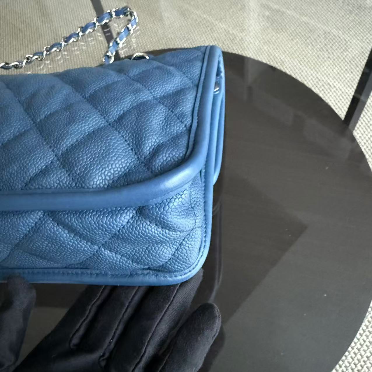 Chanel French Riviera - Caviar 25CM Quilted Blue Silver Palladium Hardware Series 15