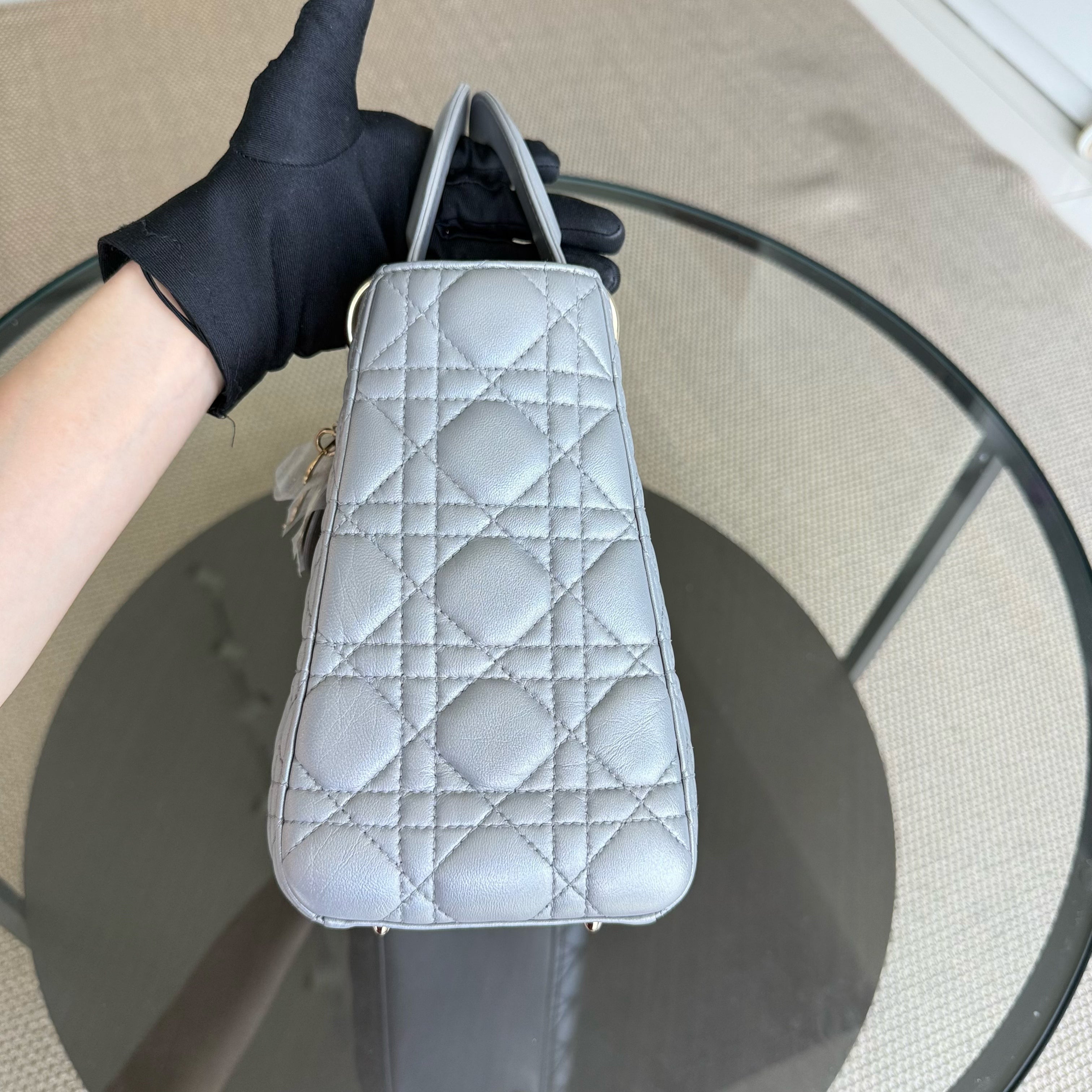 Dior Lady Medium - Cannage Lambskin Silver Gold Hardware