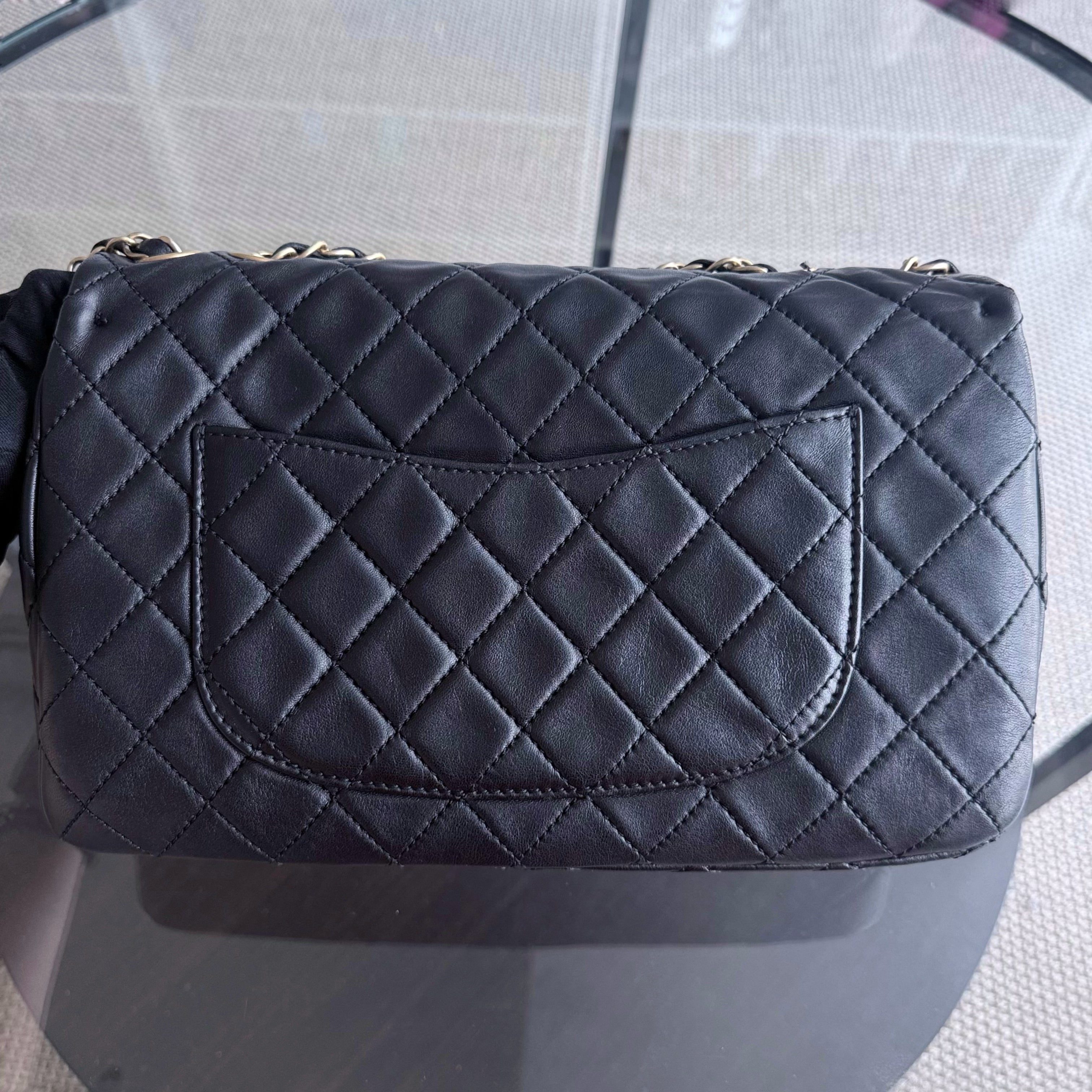 Chanel Seasonal Flap - 27CM Quilted Lambskin Black Gold Hardware Series 18