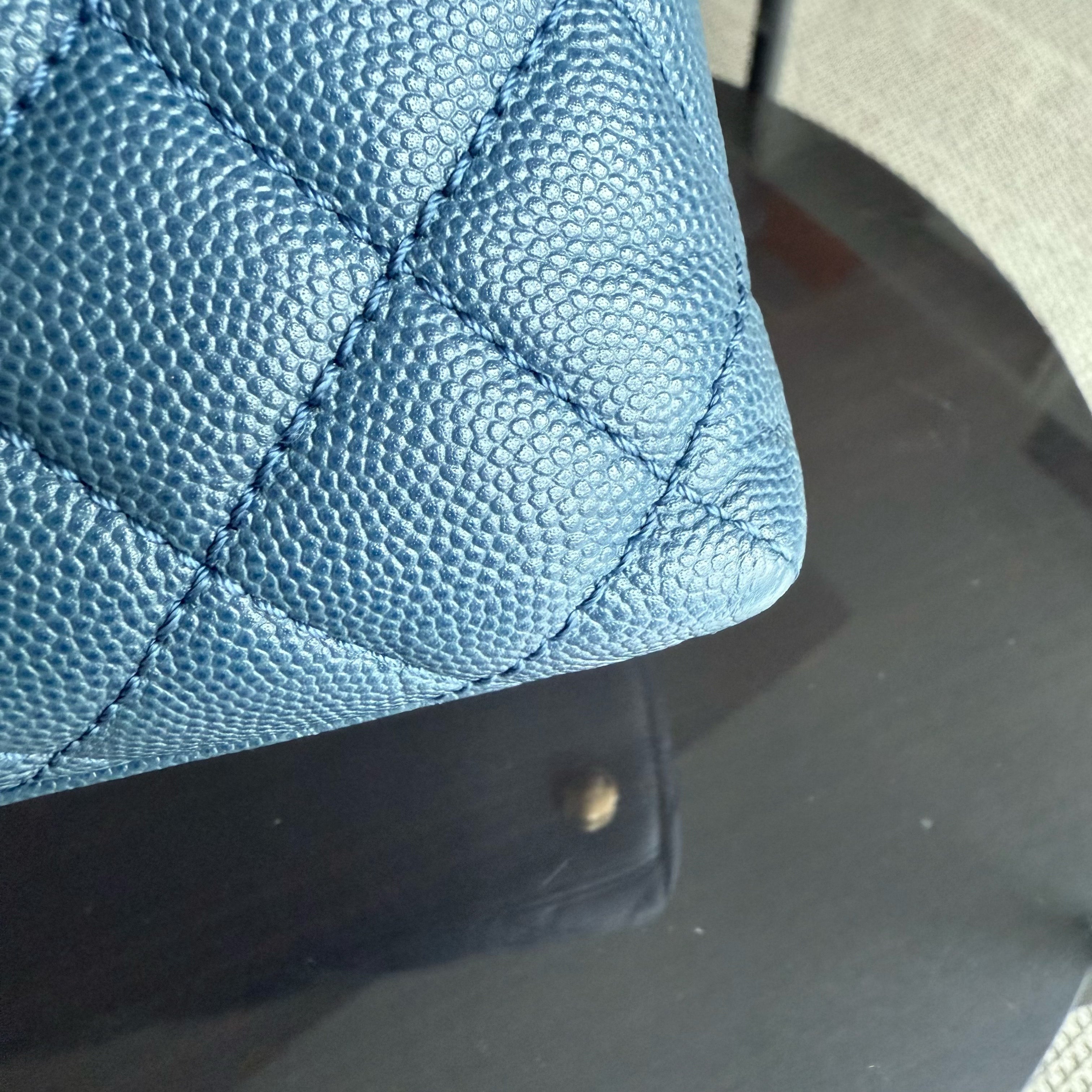 Chanel Coco Handle Medium - Caviar Quilted Blue Grained Calfskin Gold Hardware Series 24
