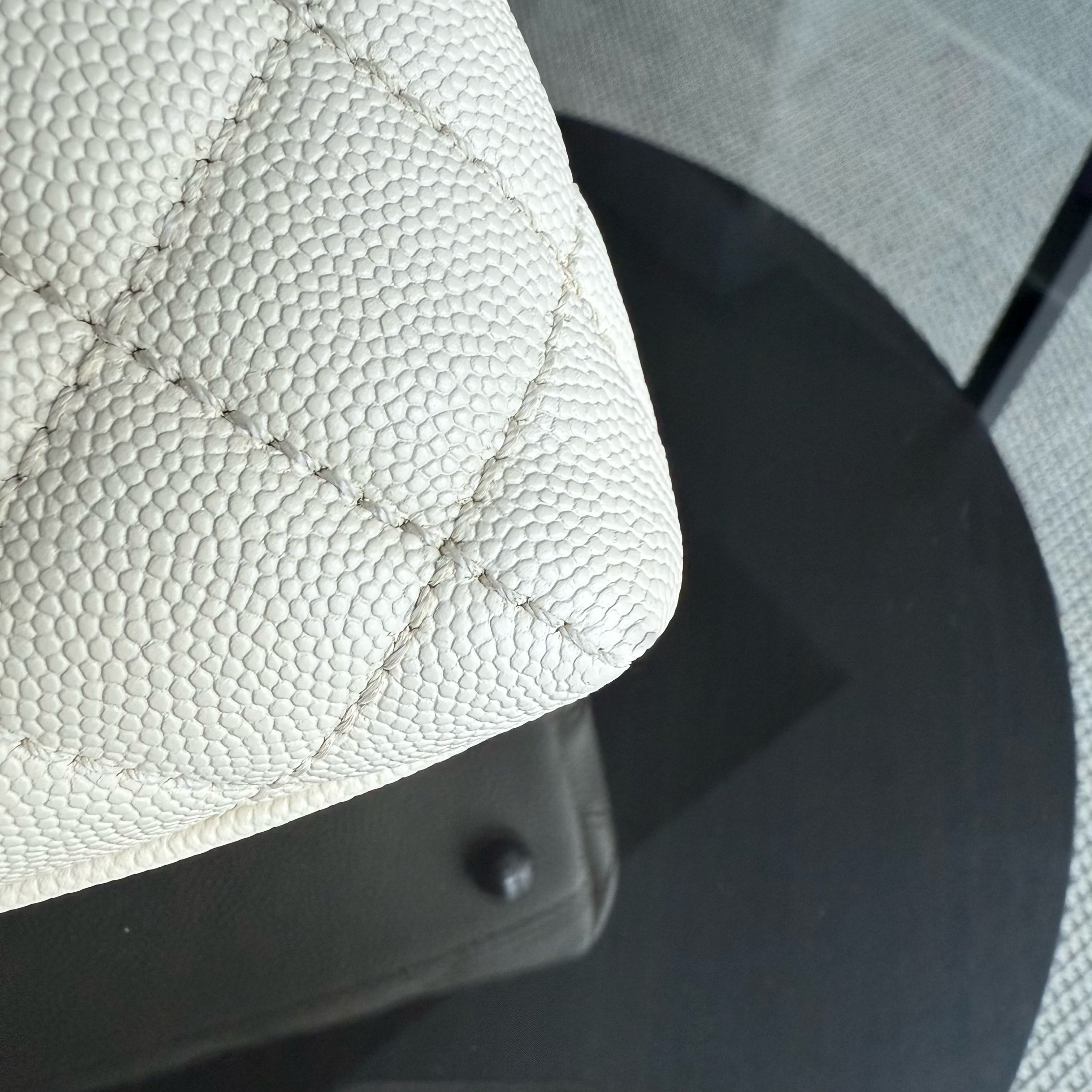 Chanel Coco Handle Small - Caviar Quilted Grained Calfskin White Ruthenium Silver Hardware