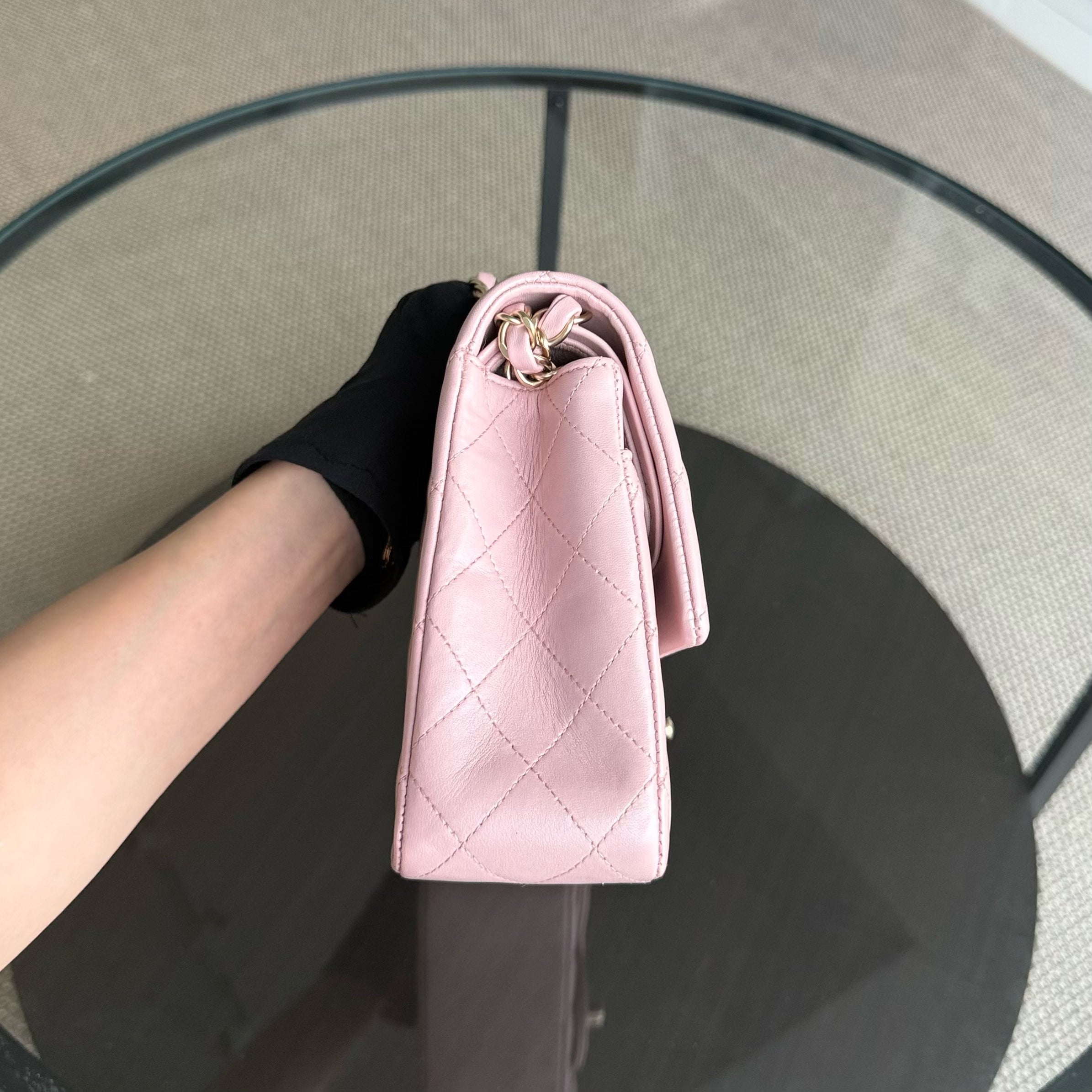 Chanel Classic Flap Medium - 25CM Quilted Lambskin Light Pink Gold Hardware Series 20