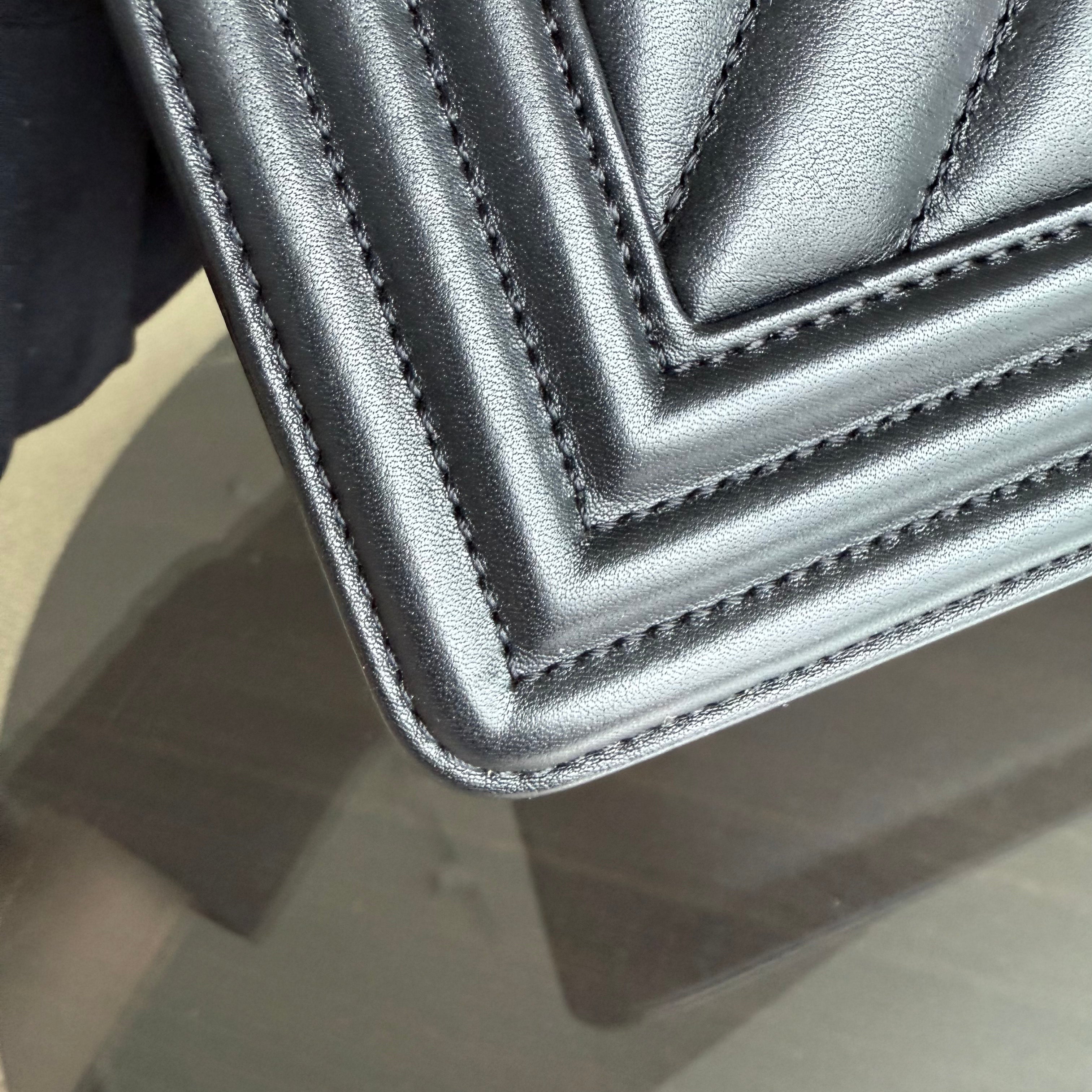 Chanel Boy Medium - 25CM Chevron Calfskin Black Ruthenium Silver Hardware