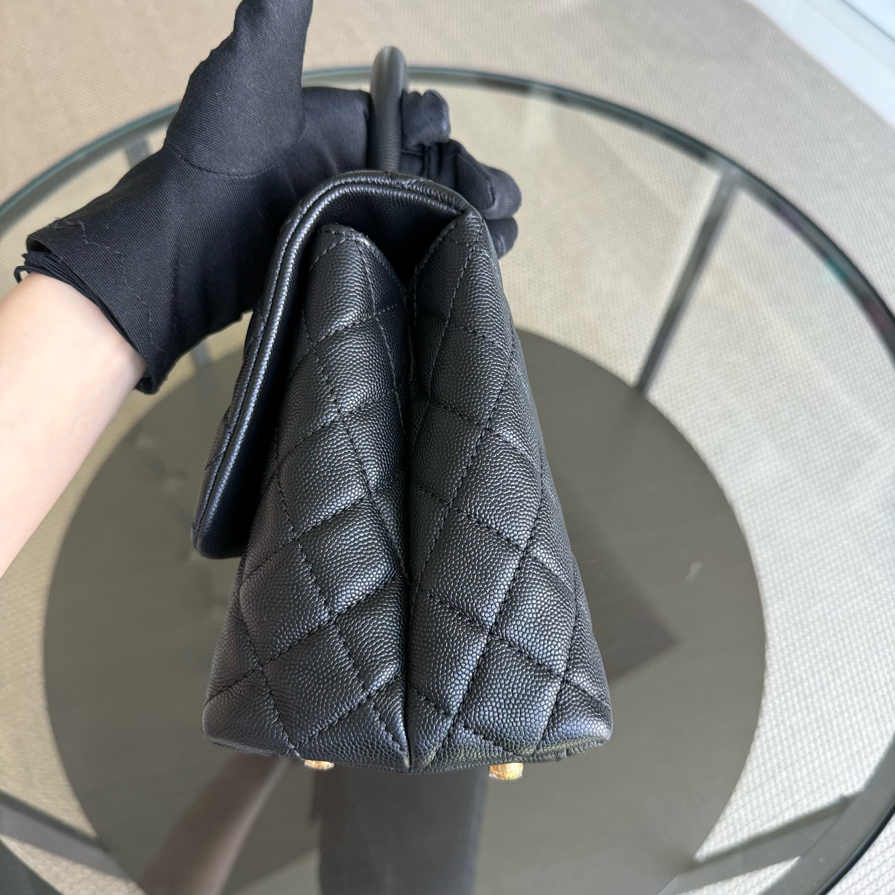 Chanel Coco Handle Medium - Caviar 29CM Quilted Black Gold Hardware Series 23