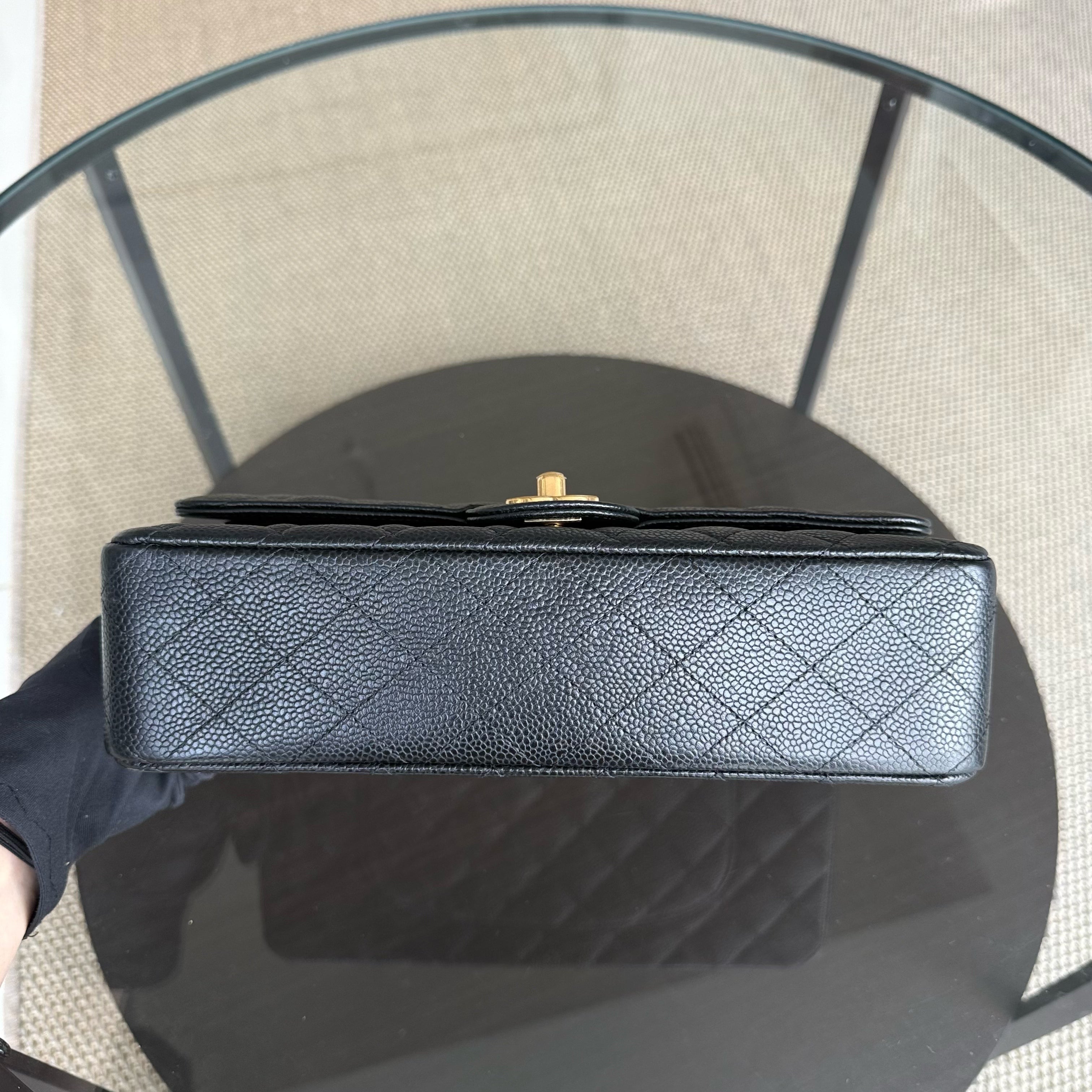 Chanel Classic Flap Medium - Caviar 25CM Quilted Grained Calfskin Black Gold Hardware Series 14