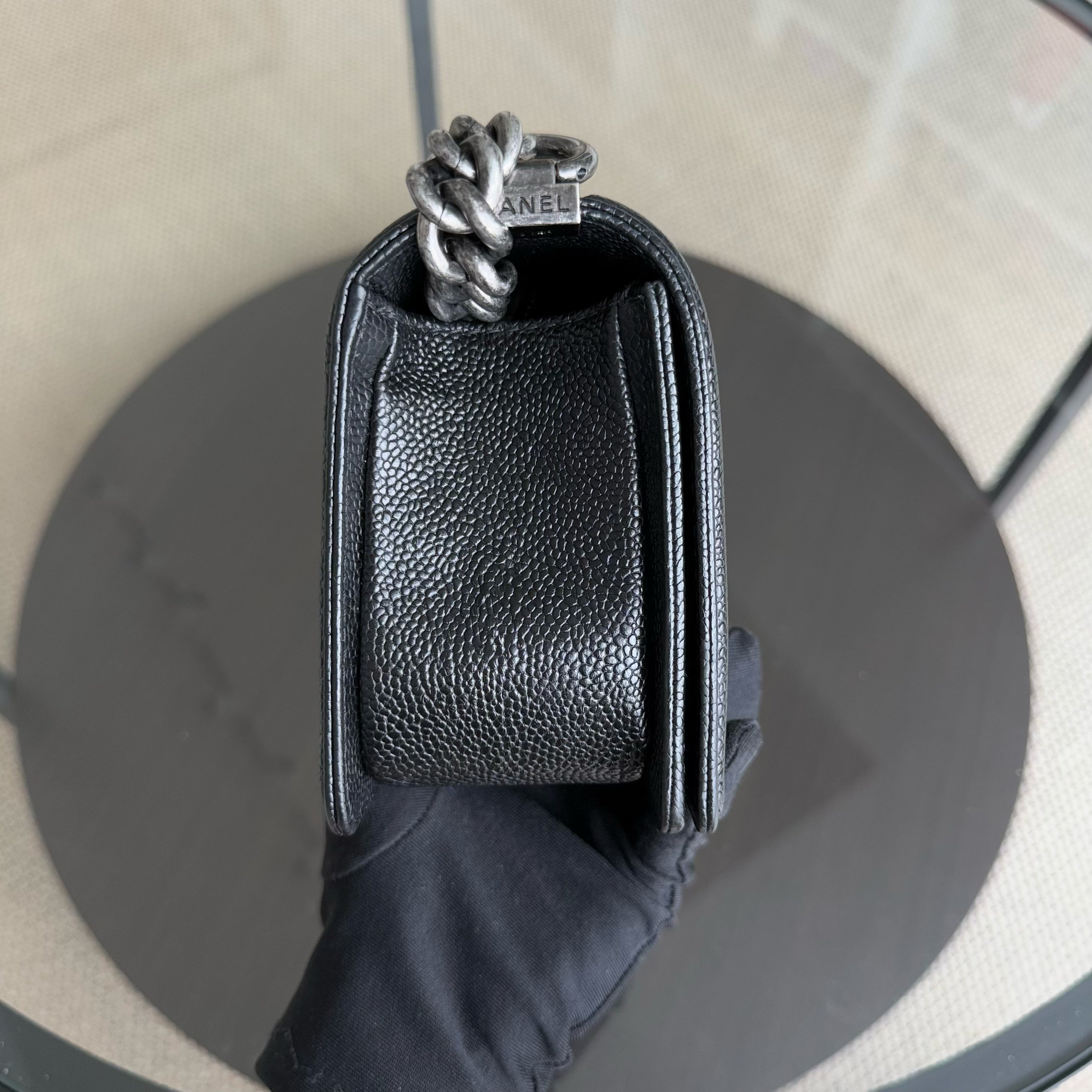 Chanel Boy Small - Caviar 20CM Quilted Black Ruthenium Silver Hardware Series 23