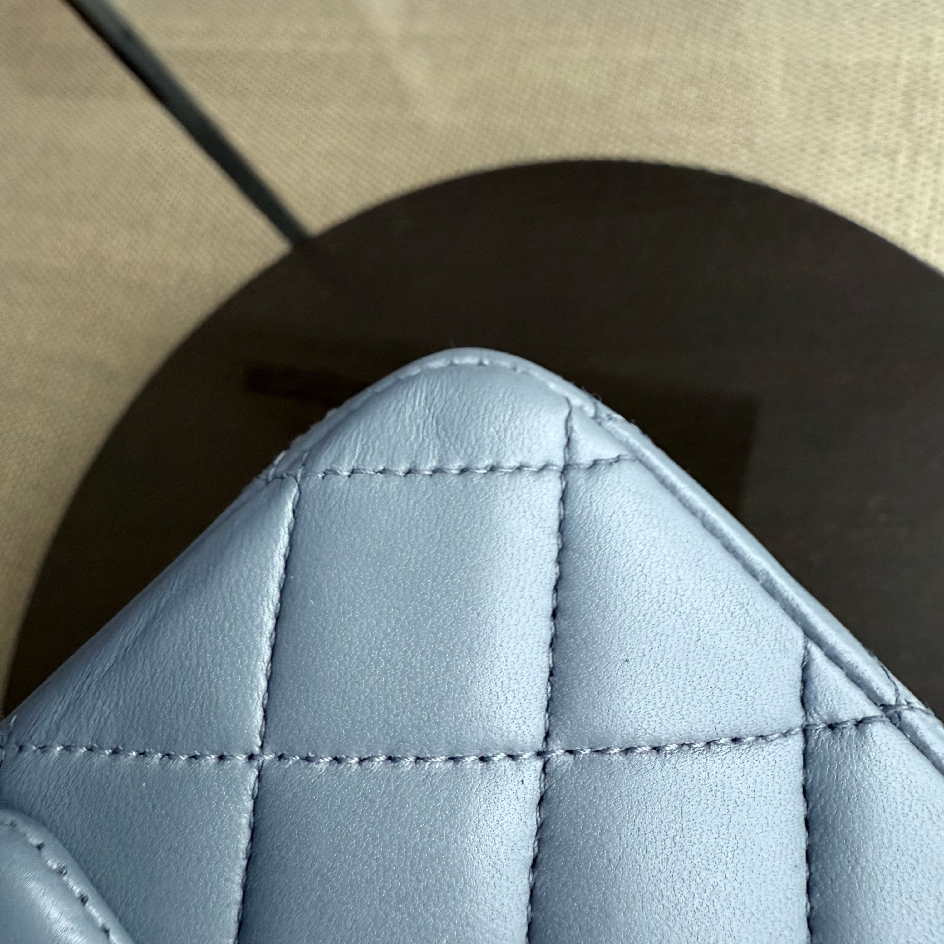 Chanel Classic Flap Medium - 25CM Lambskin Quilted Haze Blue Silver Hardware Series 16