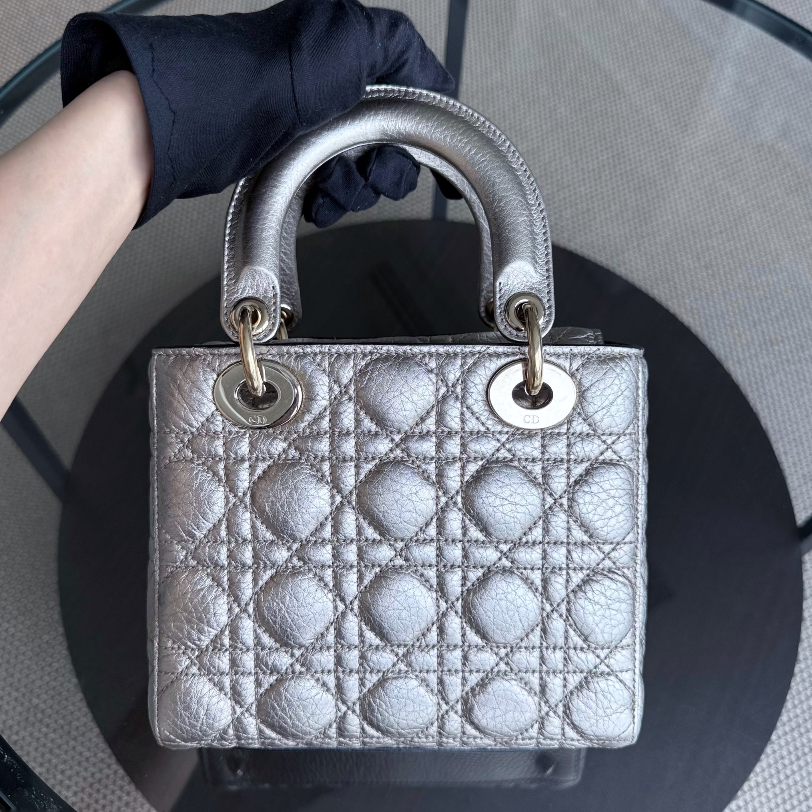 Dior Lady Small - Cannage Gold Calfskin Gold Hardware