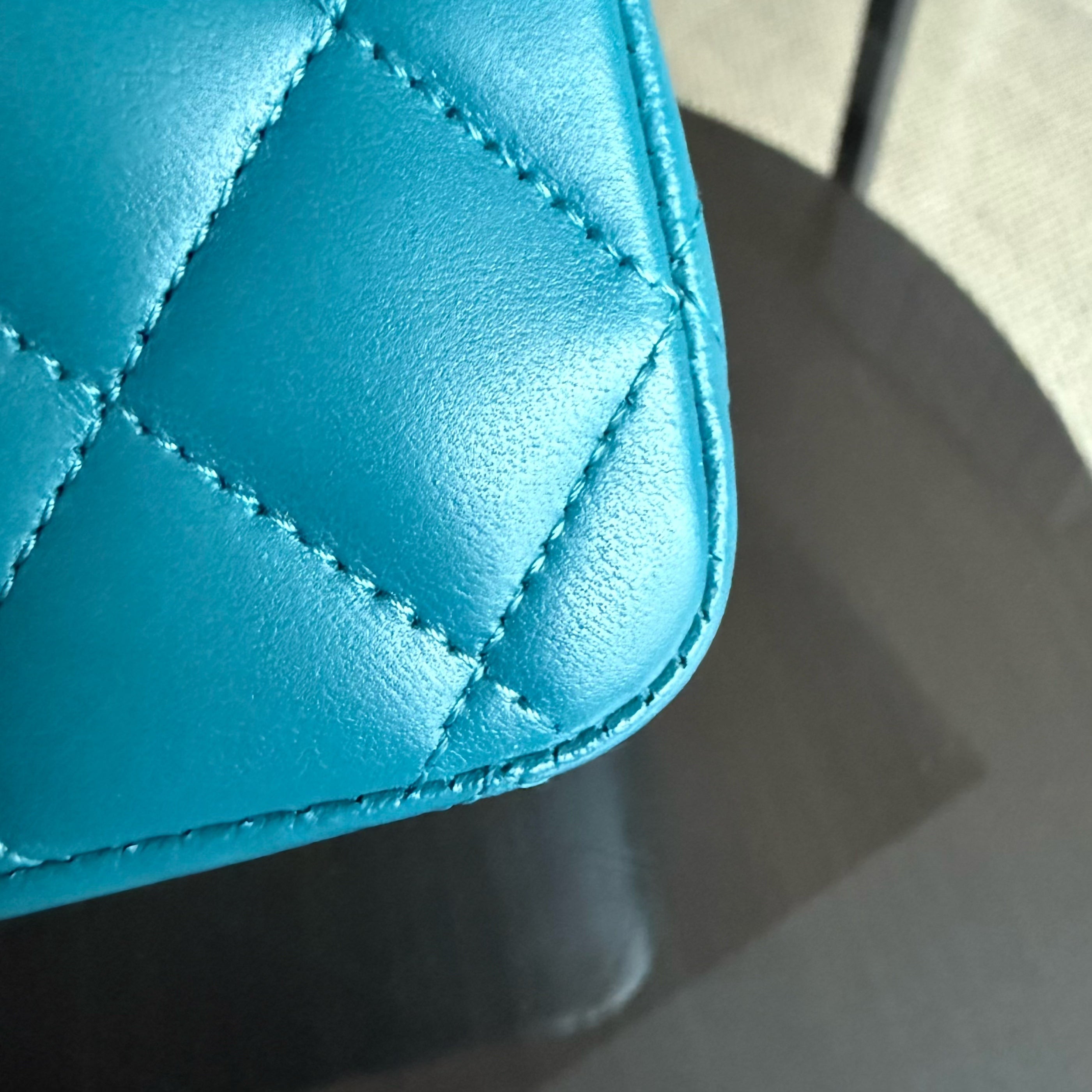 Chanel Classic Flap Medium - 25CM Quilted Lambskin Blue Silver Hardware Series 15
