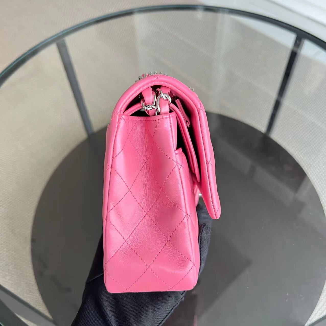 Quilted Lambskin Sakura Pink Silver Hardware Series 16