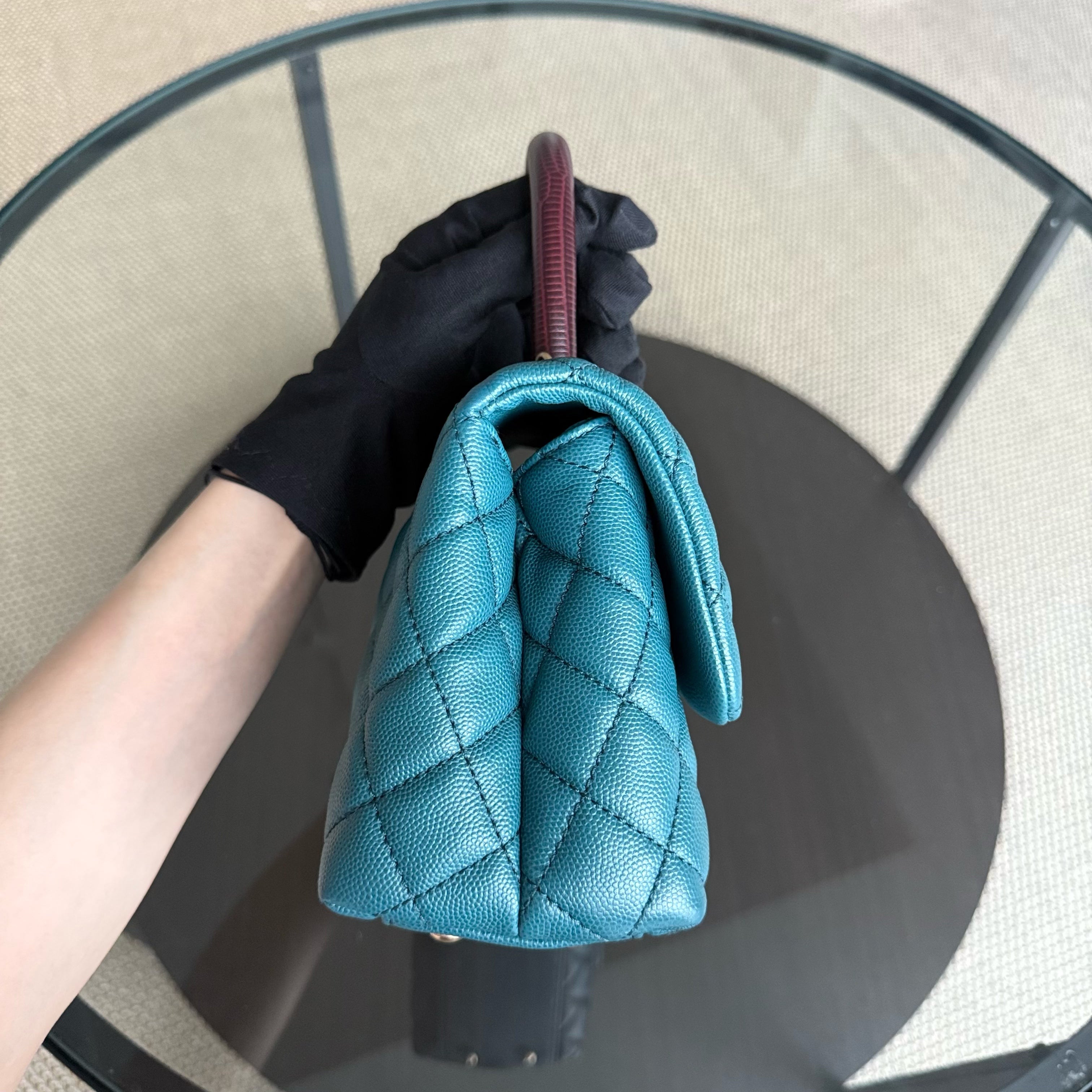 Chanel Coco Handle Small - Caviar Quilted Blue Gold Hardware Series 28