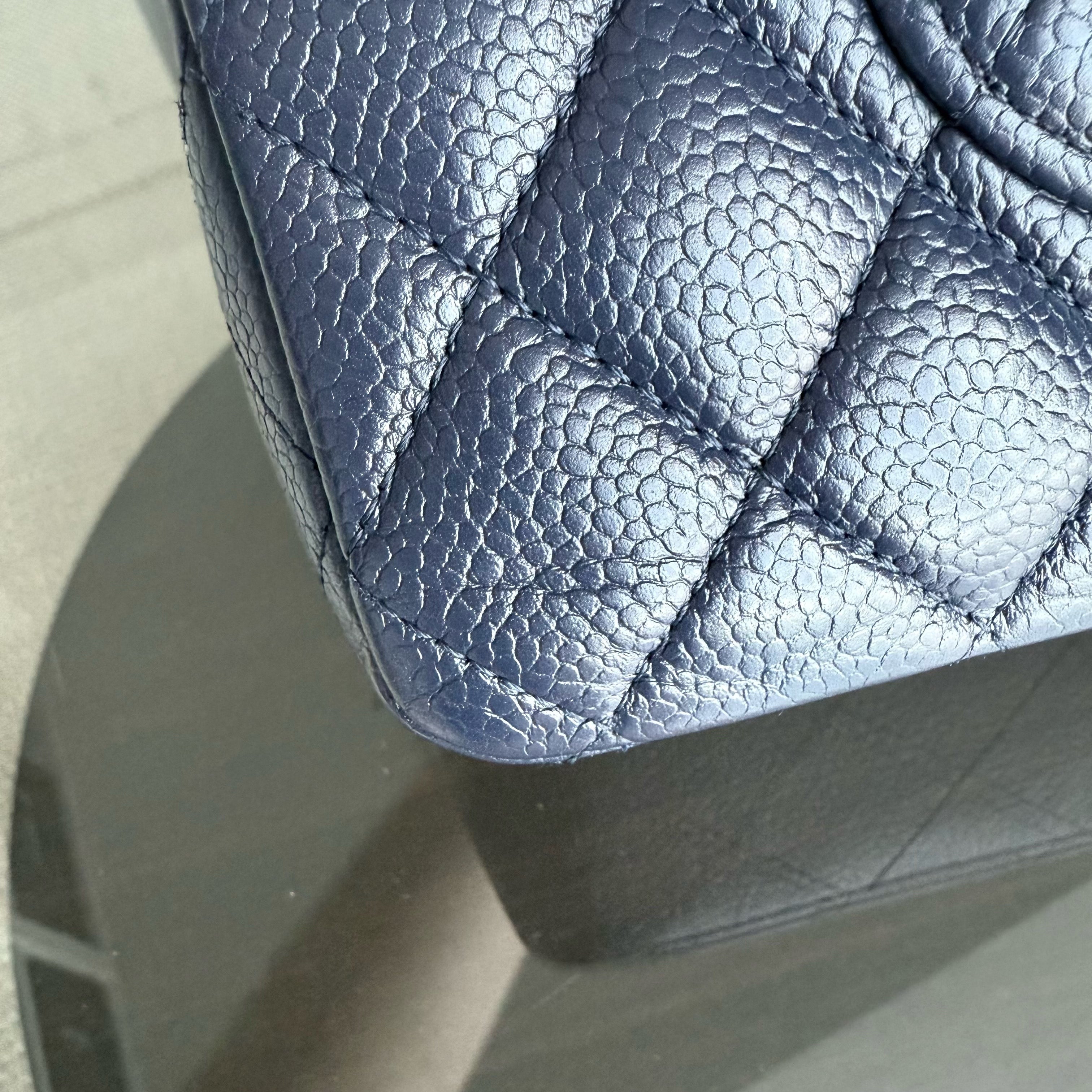 Chanel Classic Flap Medium - Caviar 25CM Quilted Dark Blue Silver Hardware Series 19