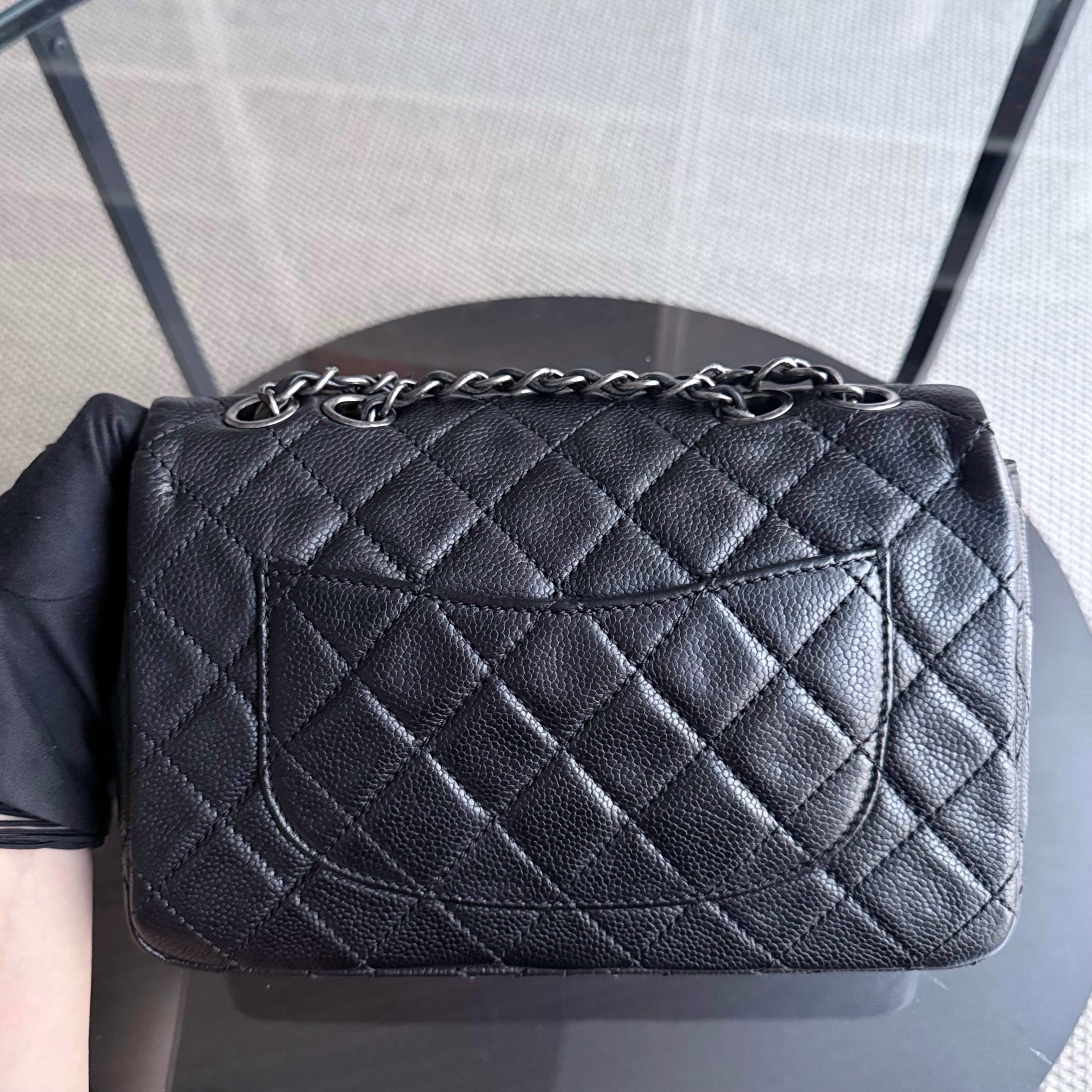Chanel Seasonal Flap - 24CM Caviar Grained Calfskin Black Silver Hardware Series 18