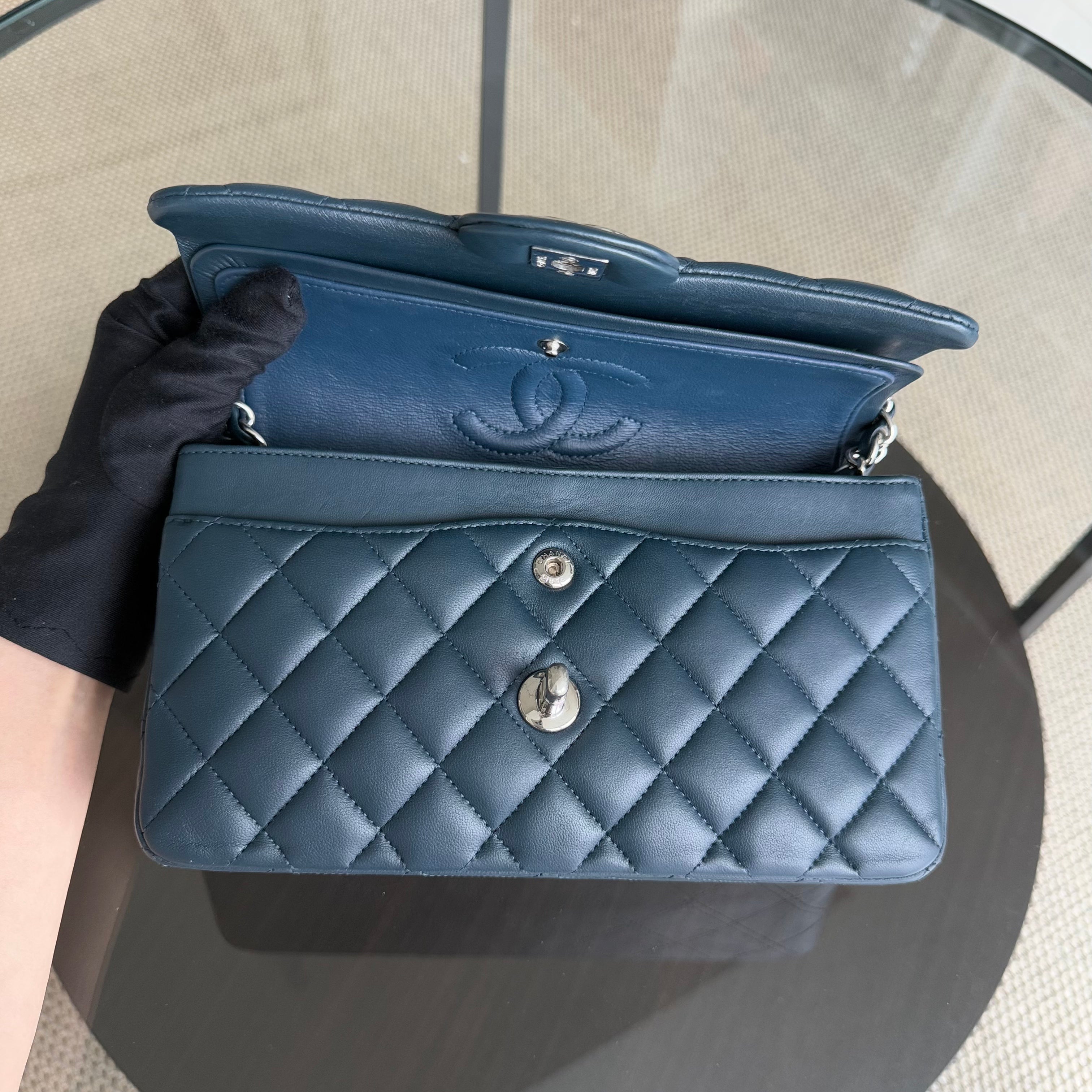 Chanel Classic Flap Small - 23CM Quilted Lambskin Dark Blue Silver Hardware Series 26