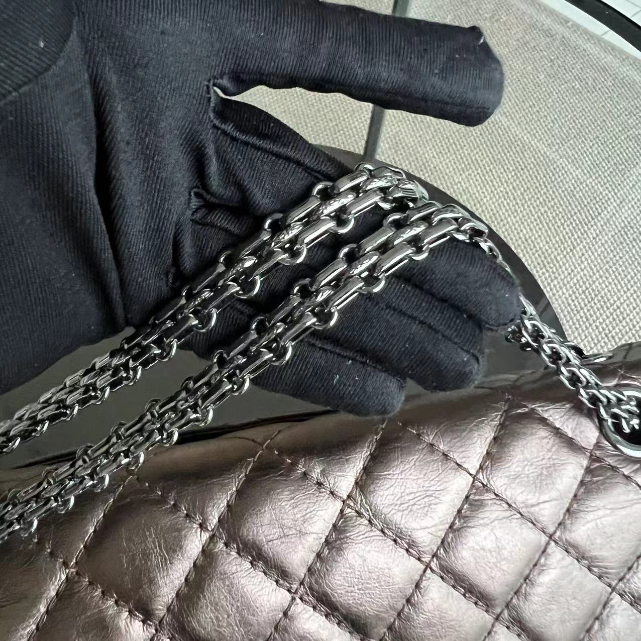 Chanel 2.55 Reissue 226 28CM Quilted Calfskin Metallic Bronze Silver Hardware Series 12