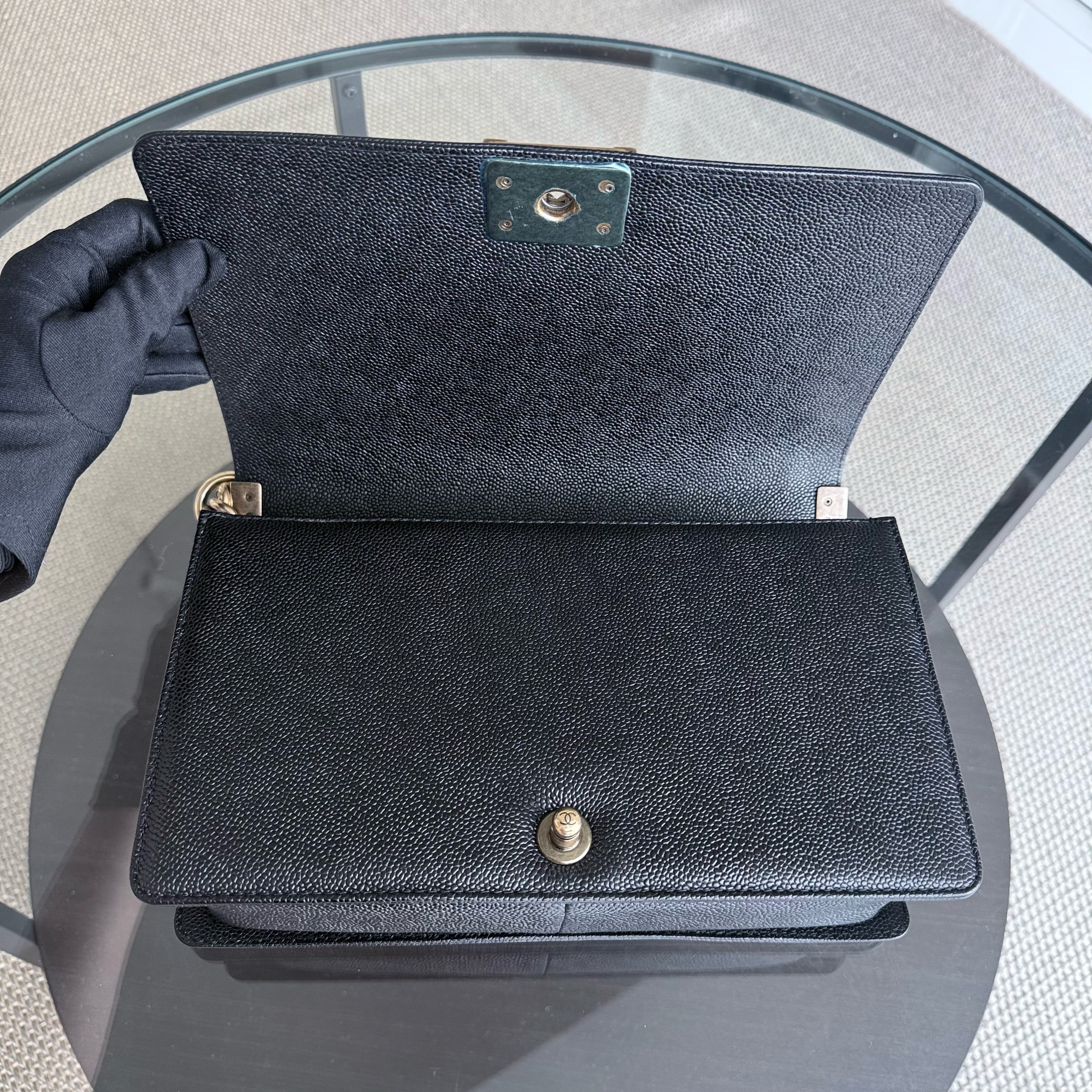 Chanel Boy Medium - Caviar 28CM Quilted Black Gold Hardware Series 20