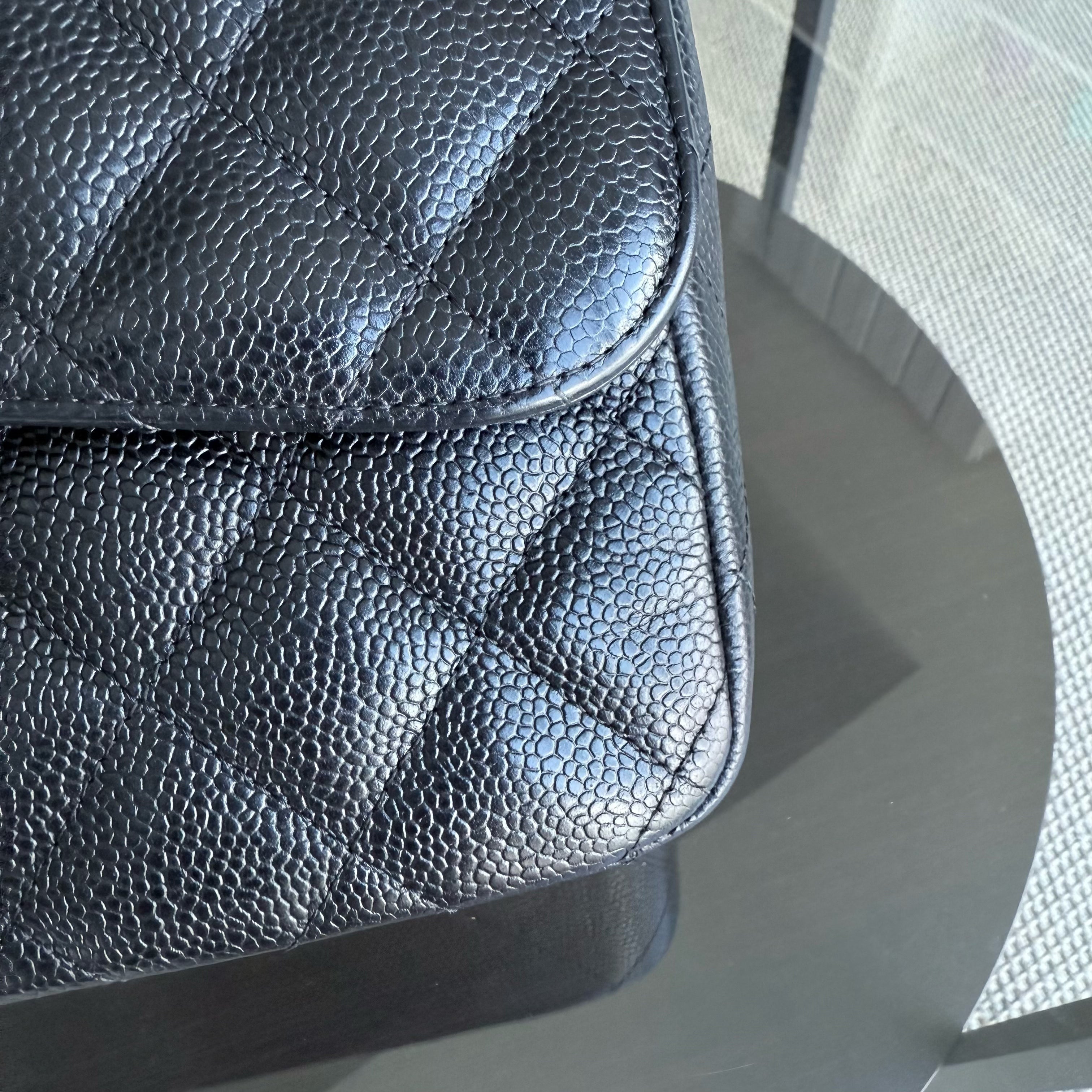 Chanel Classic Flap Jumbo - Caviar Double Flap 30CM Quilted Black Gold Hardware Series 14