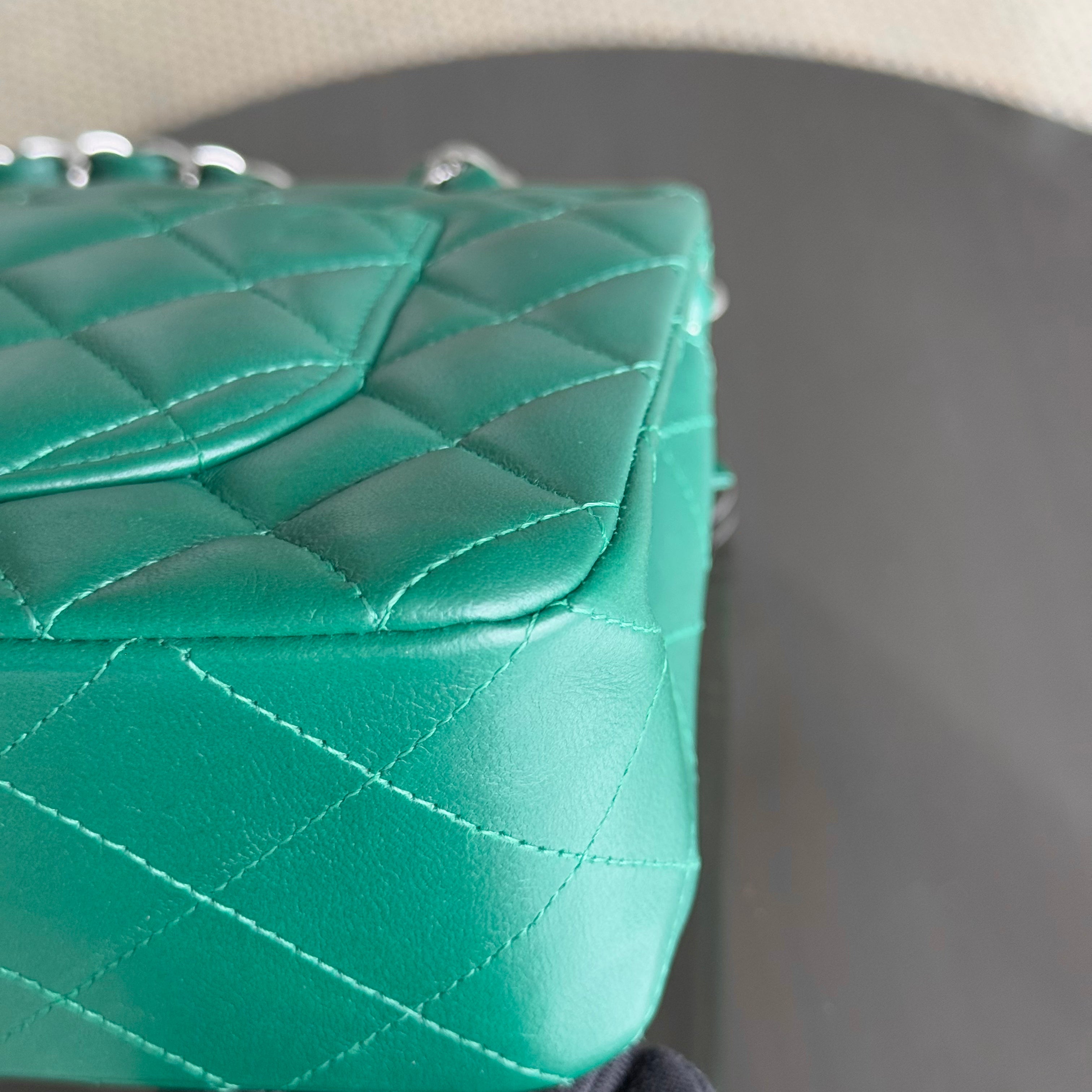 Chanel Classic Flap Small - Lambskin 23CM Quilted Double Flap Dark Green Silver Hardware Series 25