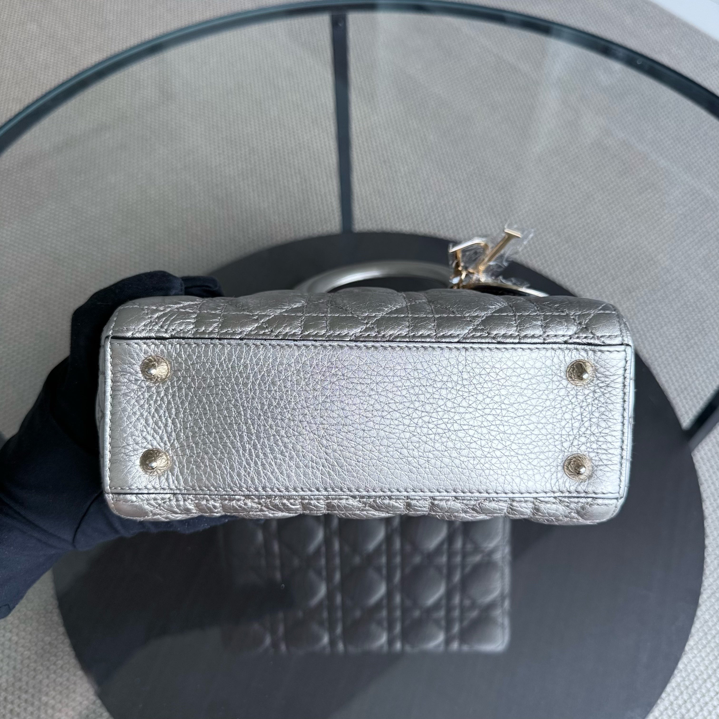 Dior Lady Small - Cannage Gold Calfskin Gold Hardware