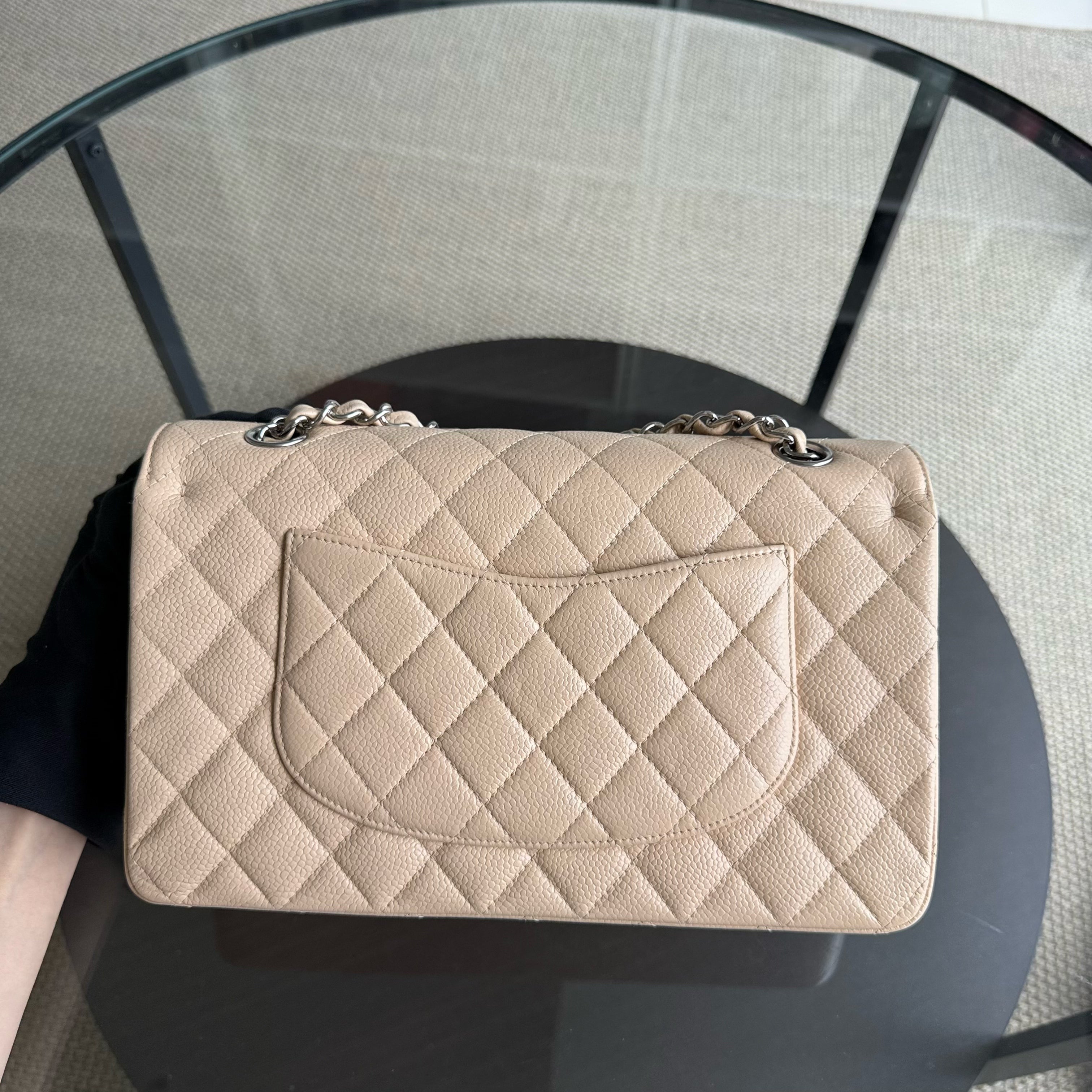 Chanel Classic Flap Medium - Caviar 25CM Quilted Grained Calfskin Beige Silver Hardware Series 13