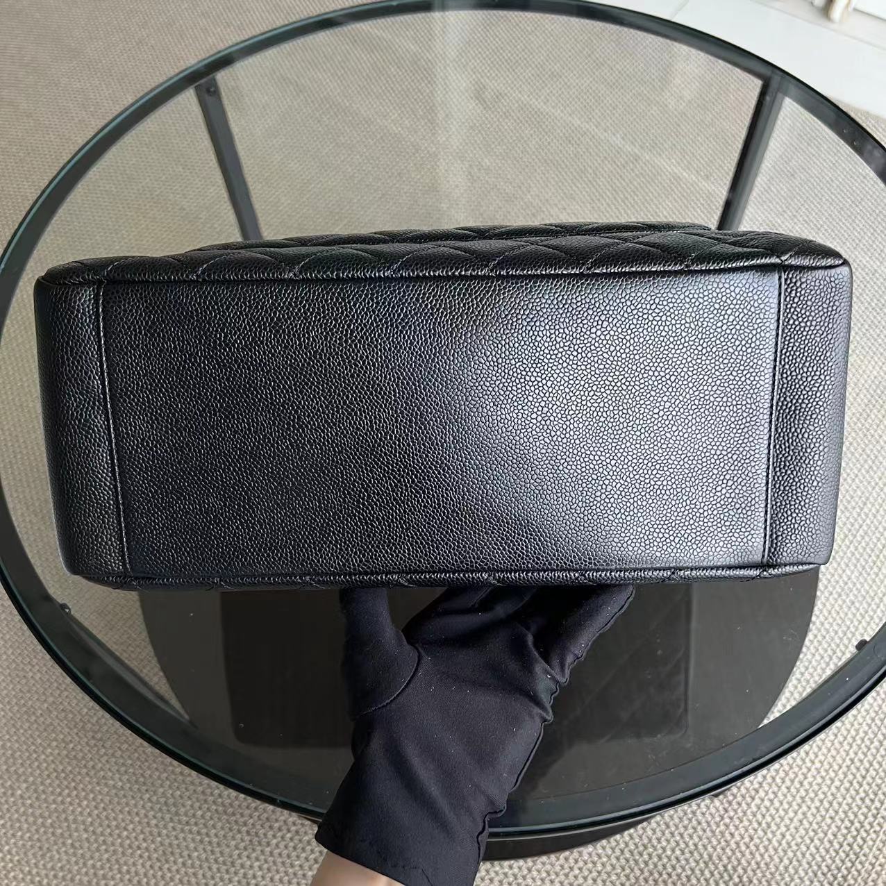 GST Grand Shopping Tote Caviar Quilted Grained Calfskin Black Golden Hardware Series 19