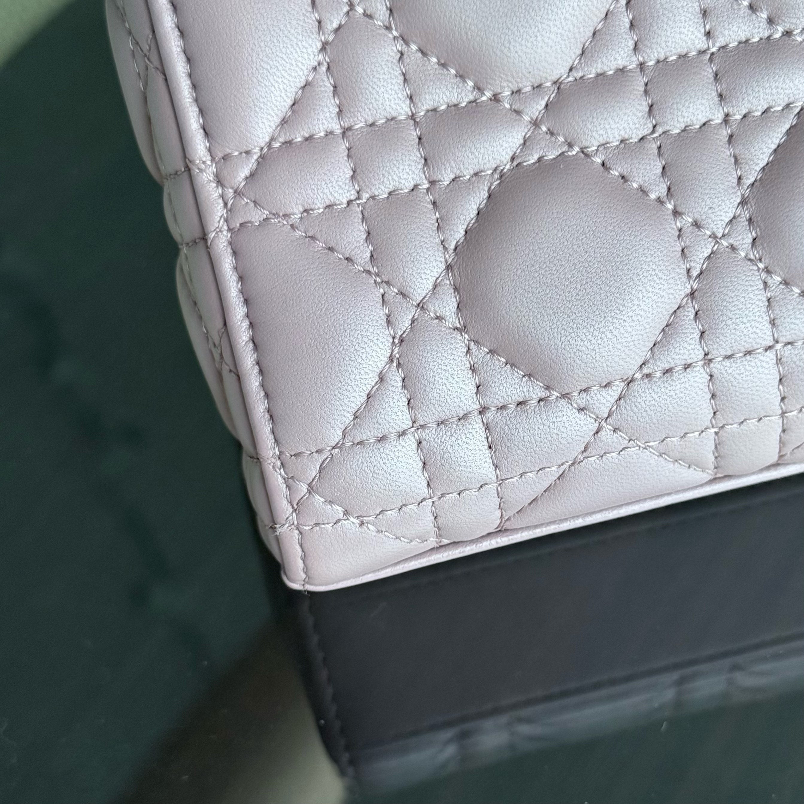 Dior D-Joy Medium - Cannage Lambskin Pink Gold Hardware