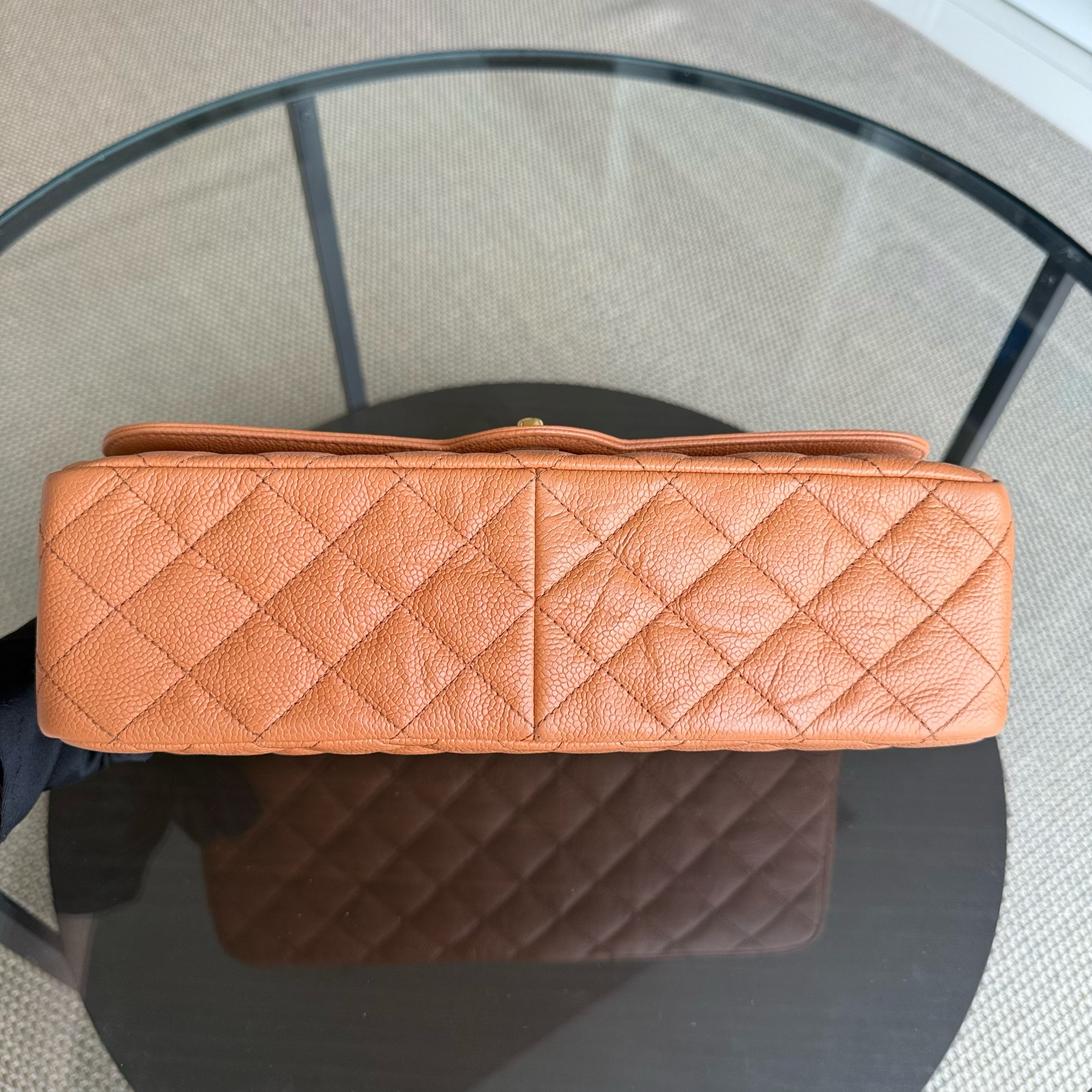 Chanel Seasonal Flap Two-tone - Caviar Quilted Caramel Orange Gold Hardware Series 21
