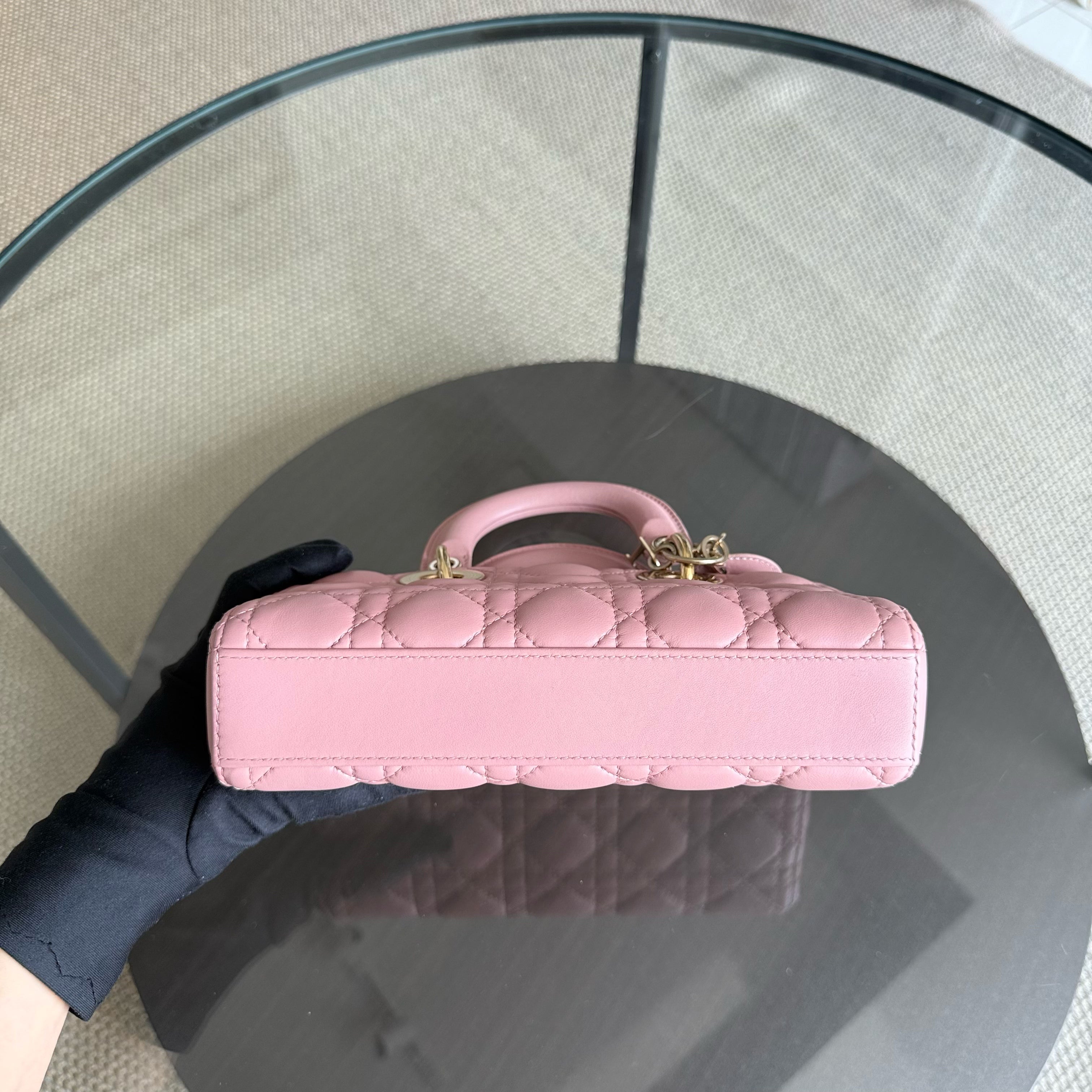 Dior Lady D-Joy Flap Small - Cannage Lambskin Pink Gold Hardware