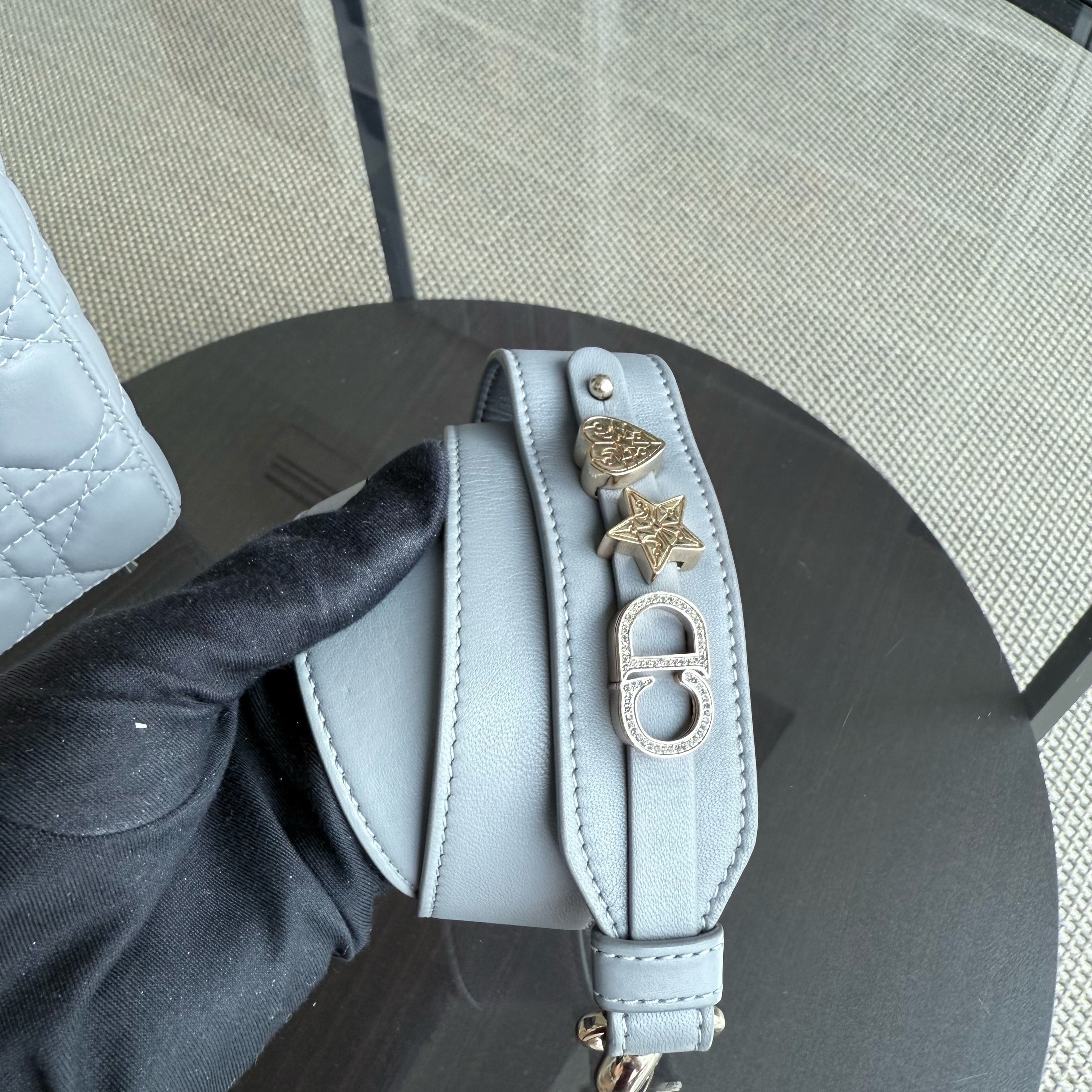 Dior Lady Flap ABC Small - Cannage Lambskin Grey Gray Gold Hardware MyABC