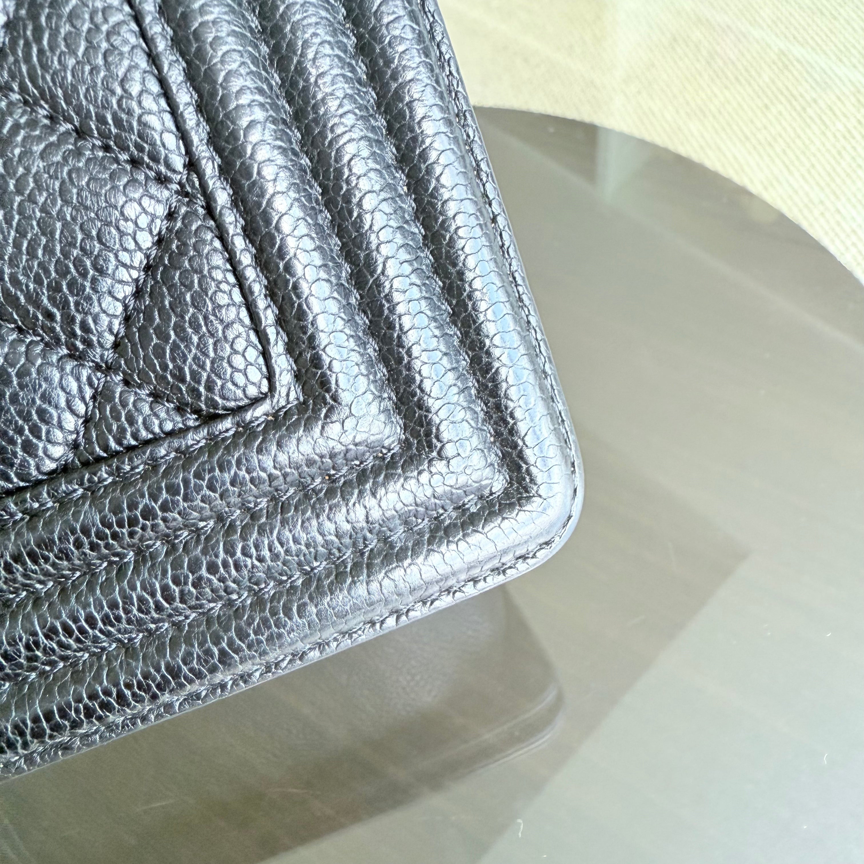 Chanel Boy Medium - Caviar 25CM Quilted Black Aged Gold Hardware Series 23