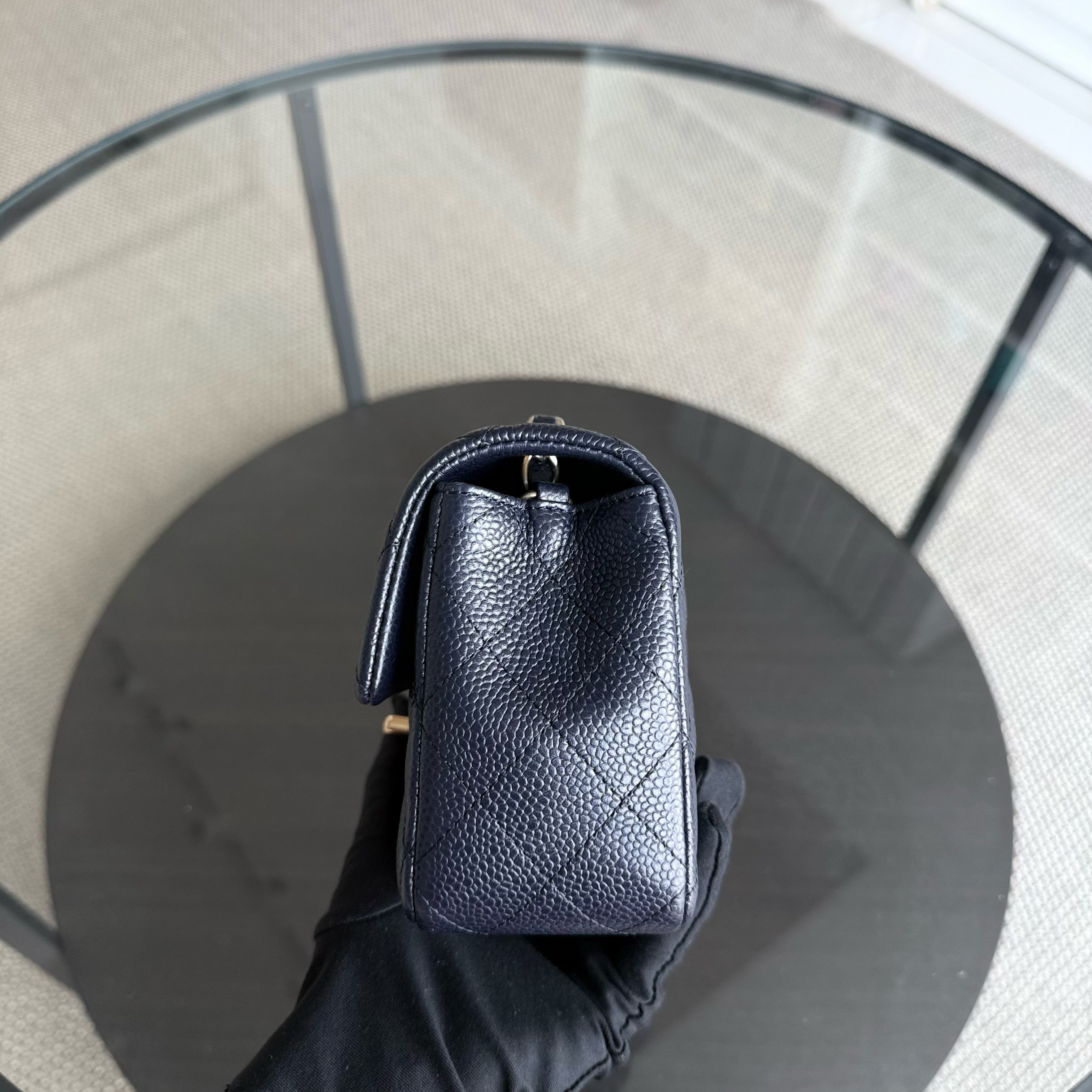 Chanel Classic Flap Mini - Caviar 20CM Quilted Dark Blue Gold Hardware Series 21