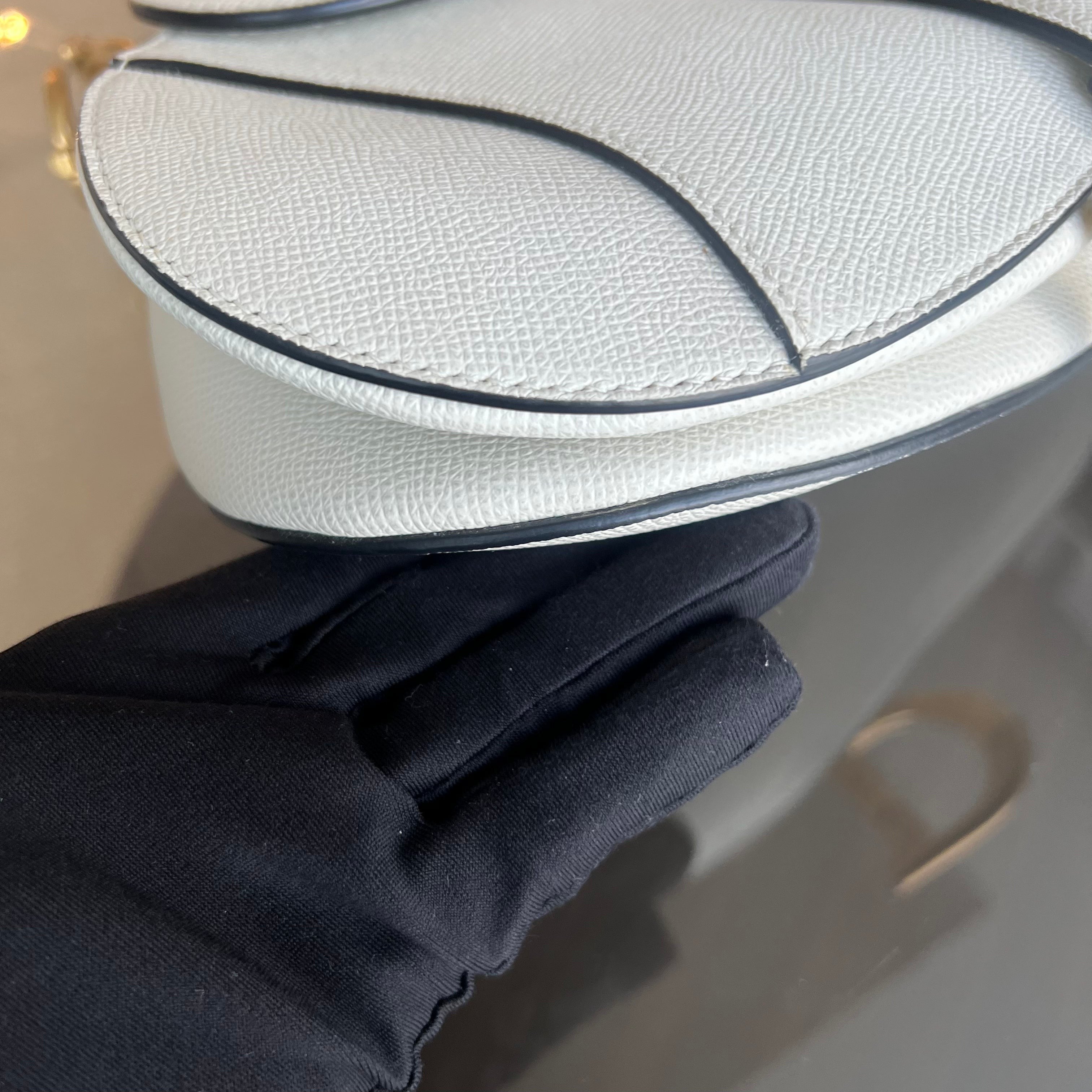 Dior Saddle Medium - Grained Calfskin White Gold Hardware