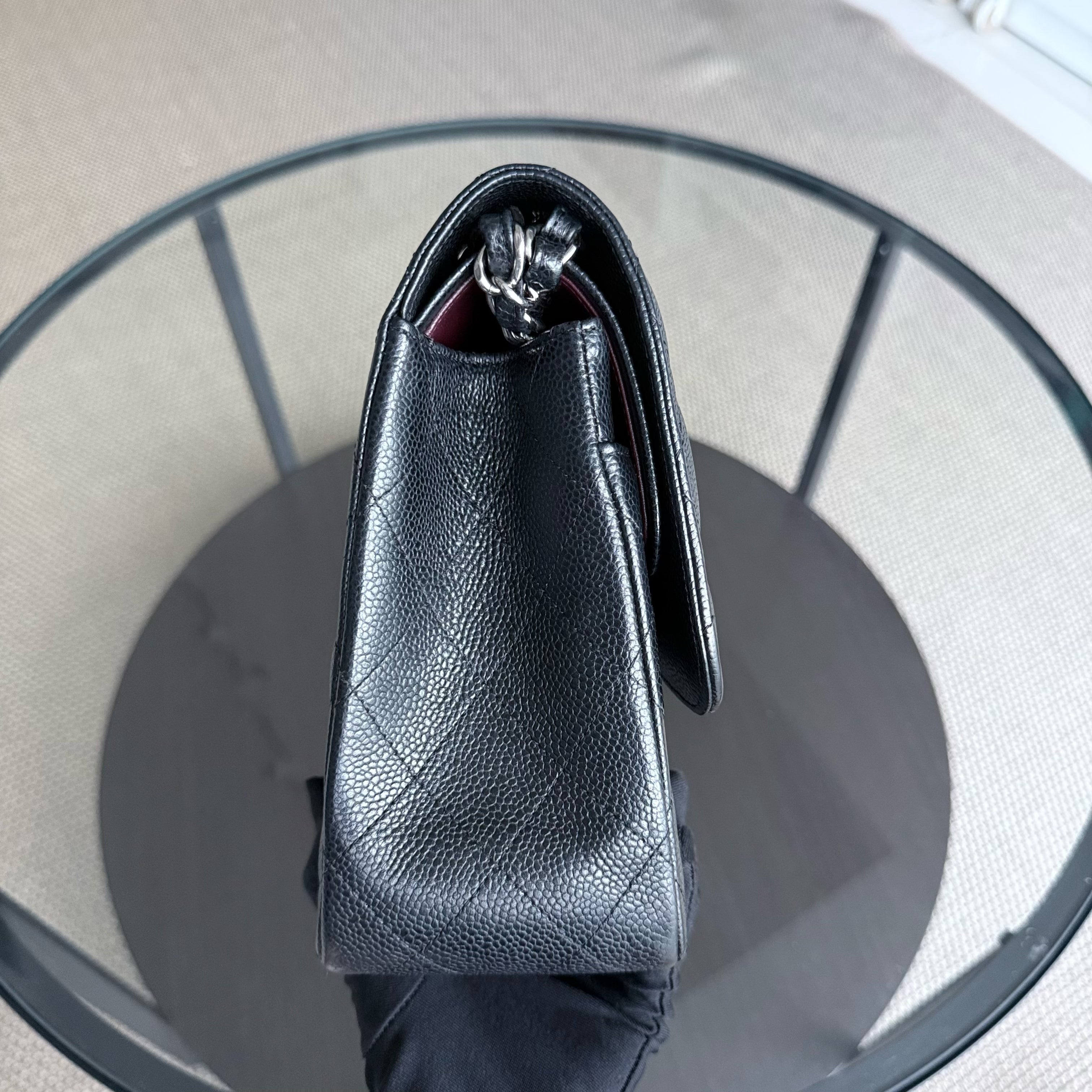 Chanel Classic Flap Jumbo - Caviar 30CM Quilted Black Silver Hardware Series 19