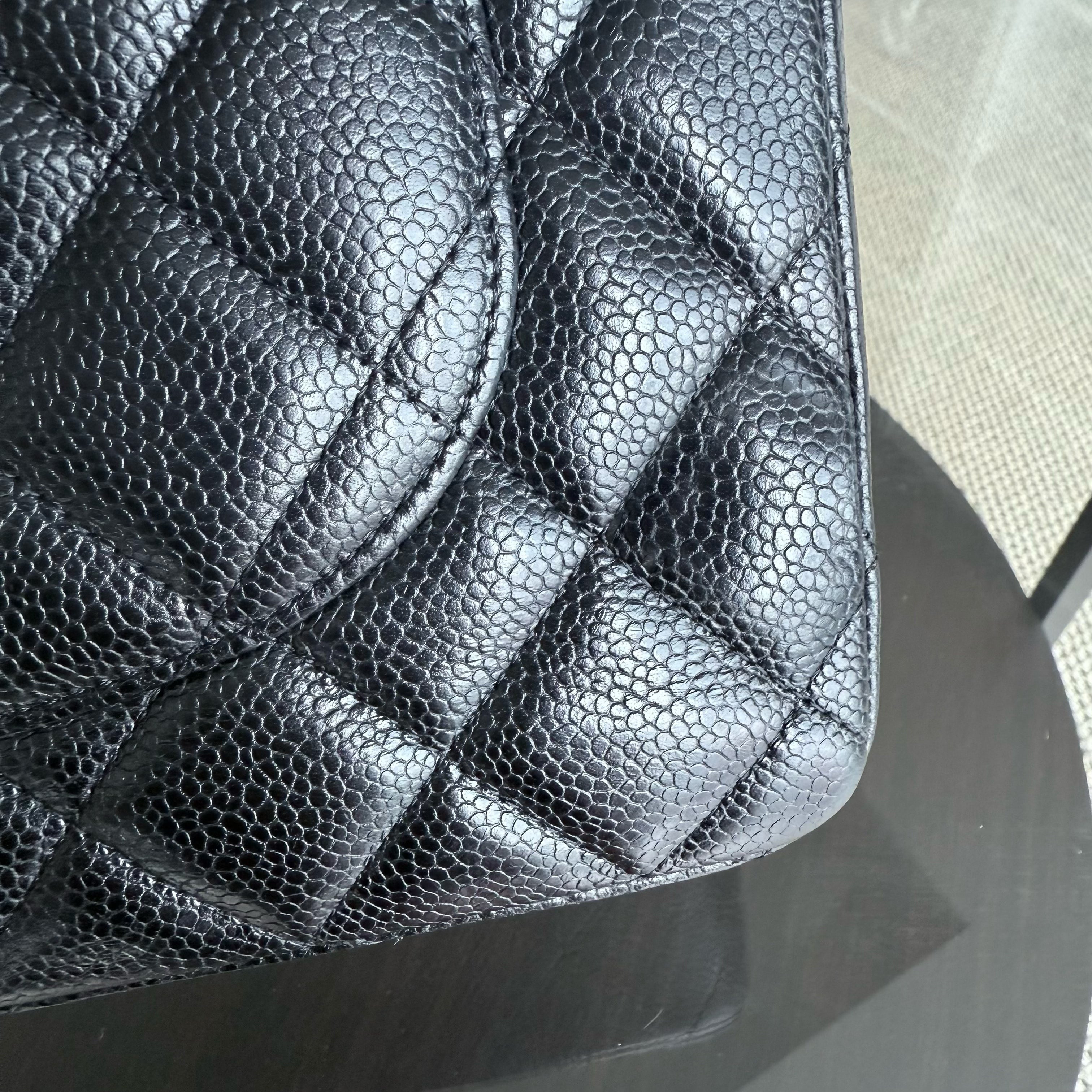 Chanel Classic Flap Jumbo - Single Flap Caviar 30CM Quilted Black Silver Hardware Series 13