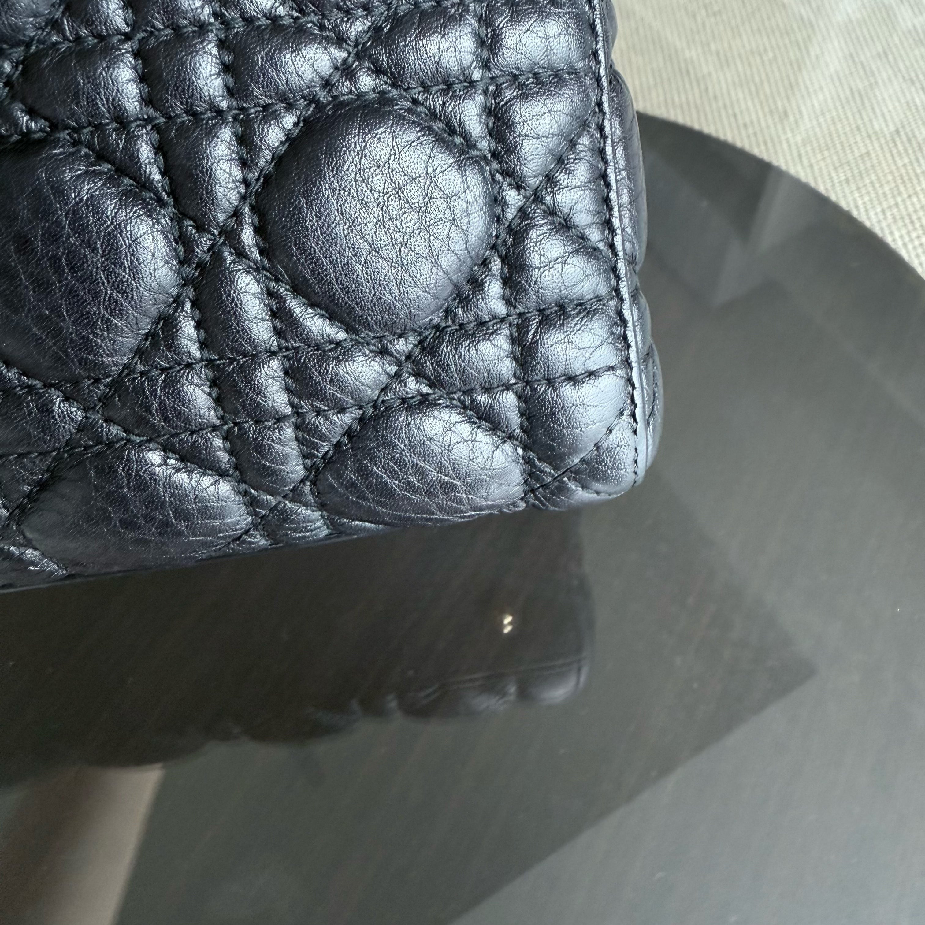 Dior Lady Medium Flap - Cannage Grained Calfskin Black Gold Hardware