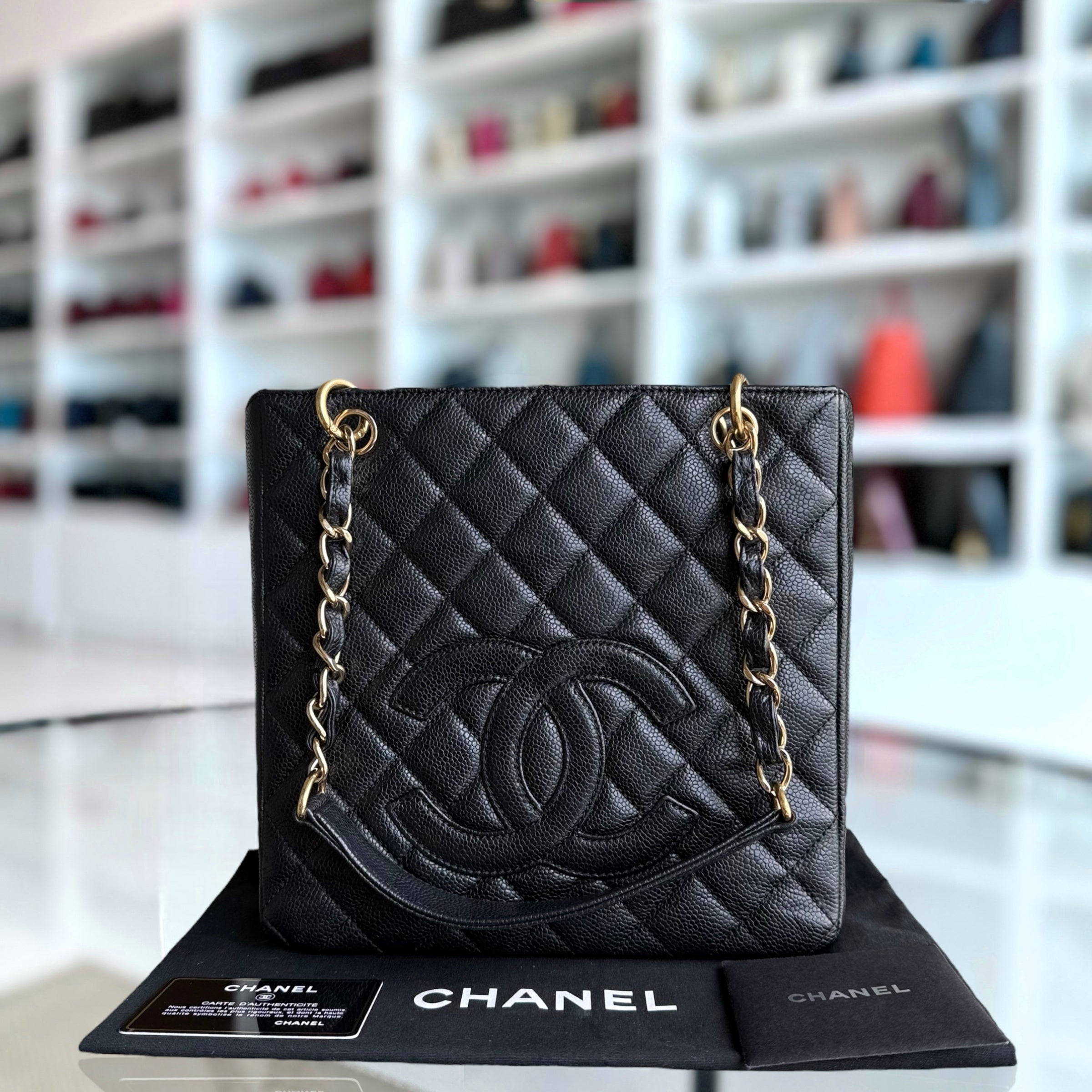 Chanel PST Petite Shopping Tote - Caviar Quilted Black Gold Hardware