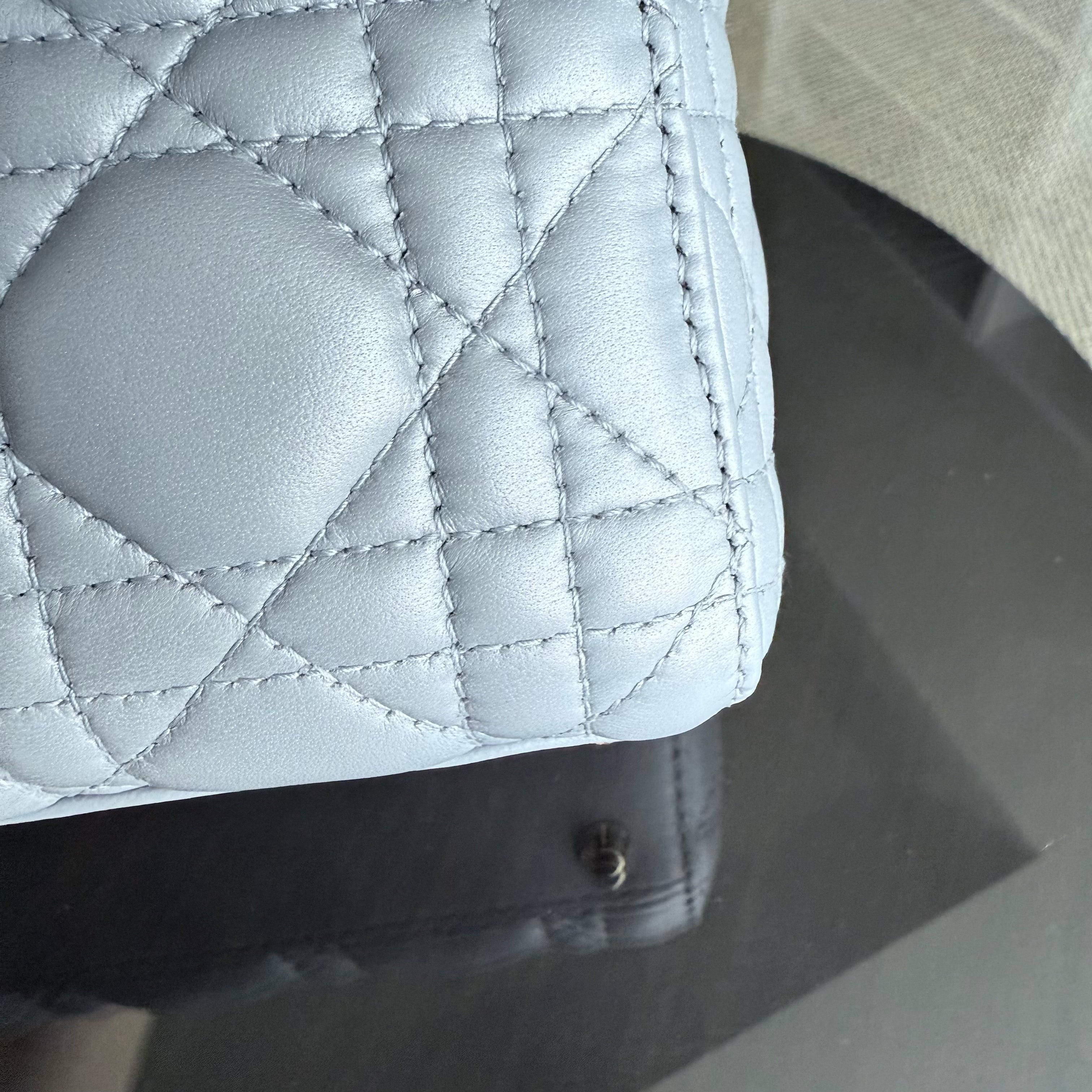 Dior Lady Mini - Cannage Lambskin Silver Gold Hardware Chain Strap